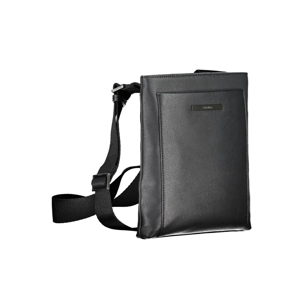 Eco-Conscious Black Shoulder Bag with Logo - ventzia