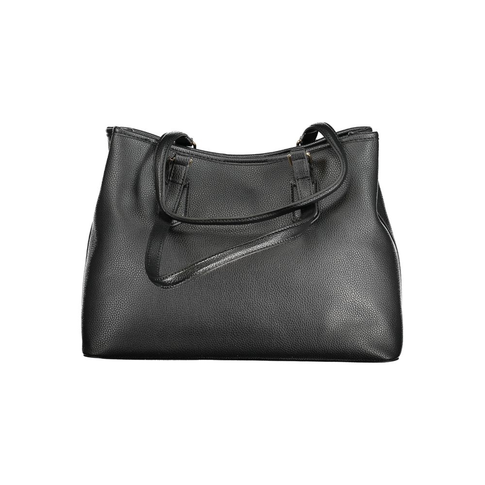 Black Polyurethane Women Handbag - ventzia