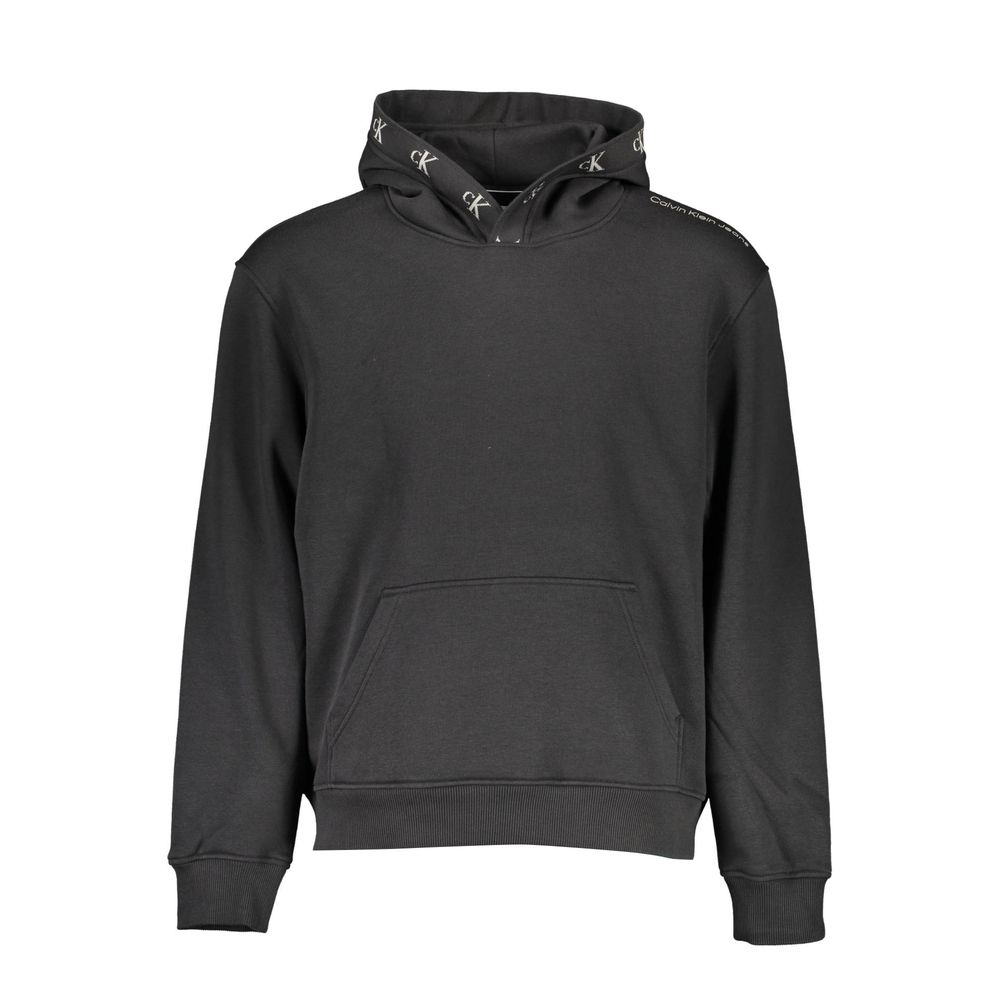 Black Cotton Men's Sweatshirt with Hood - ventzia