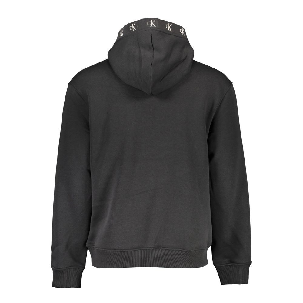 Black Cotton Men's Sweatshirt with Hood - ventzia