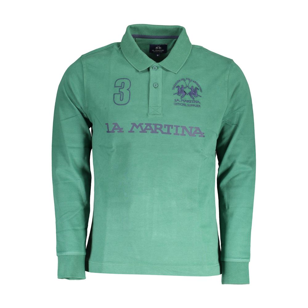 Green Cotton Men Polo Shirt - ventzia