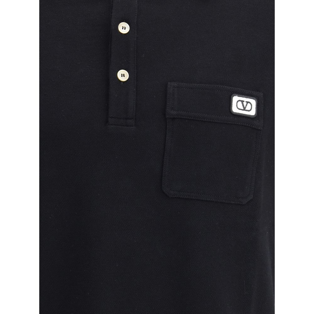 Black Cotton Polo Shirt - ventzia