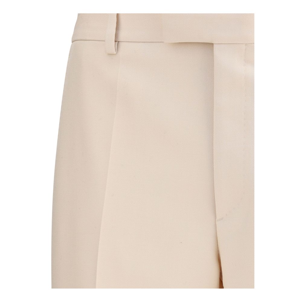 Cream Fleece Wool Dress Pants - ventzia