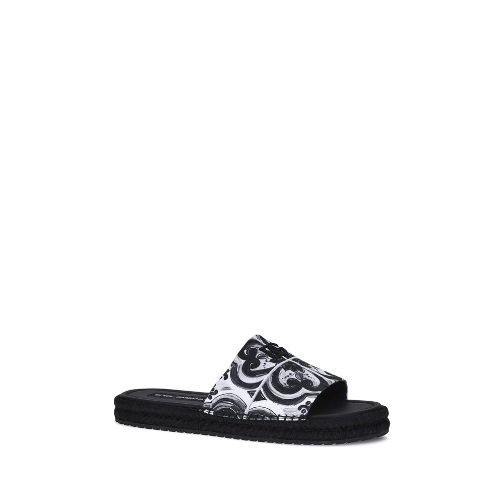 Black Cotton Flat Sandals - ventzia