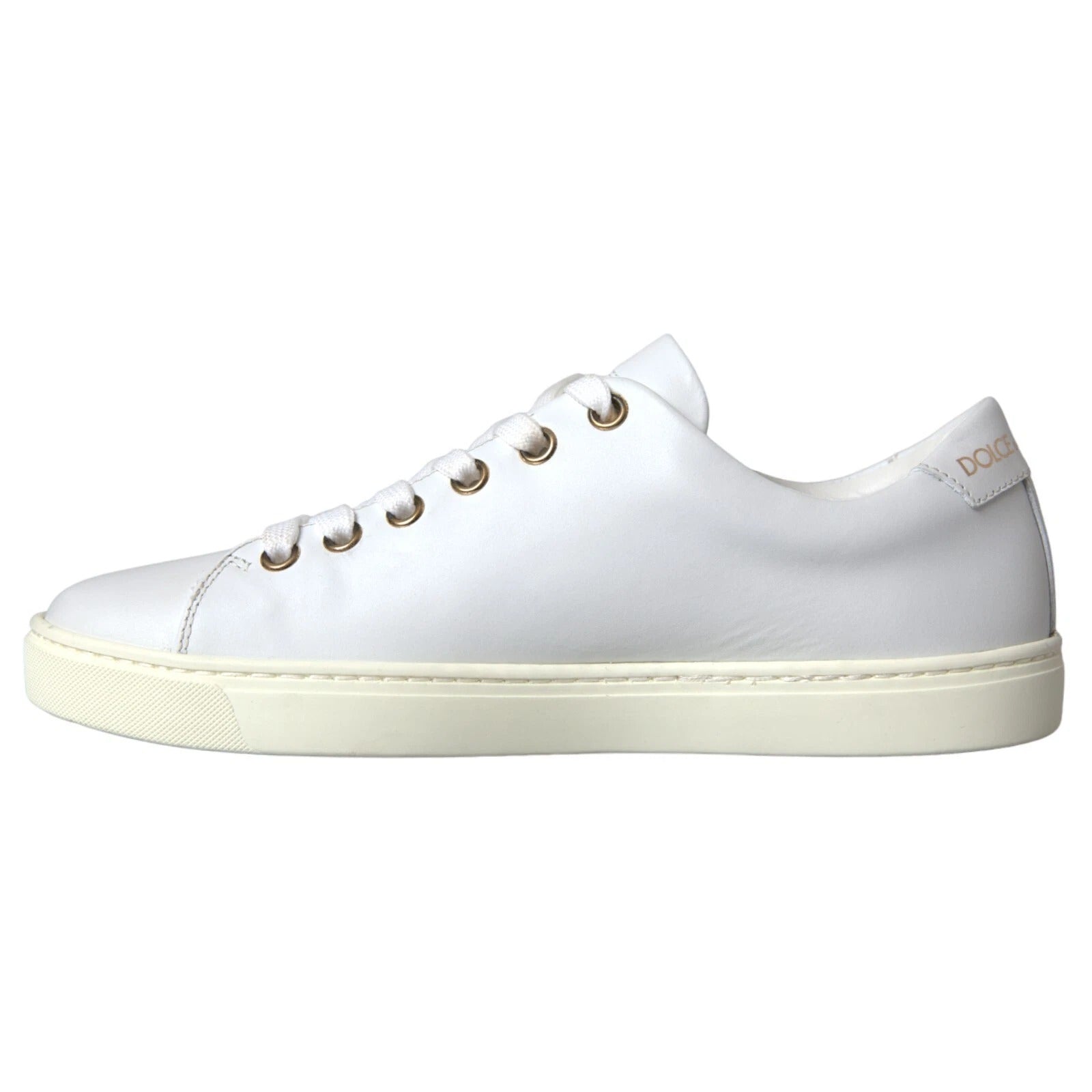 White Leather Gold Red Heart Sneakers Shoes - ventzia