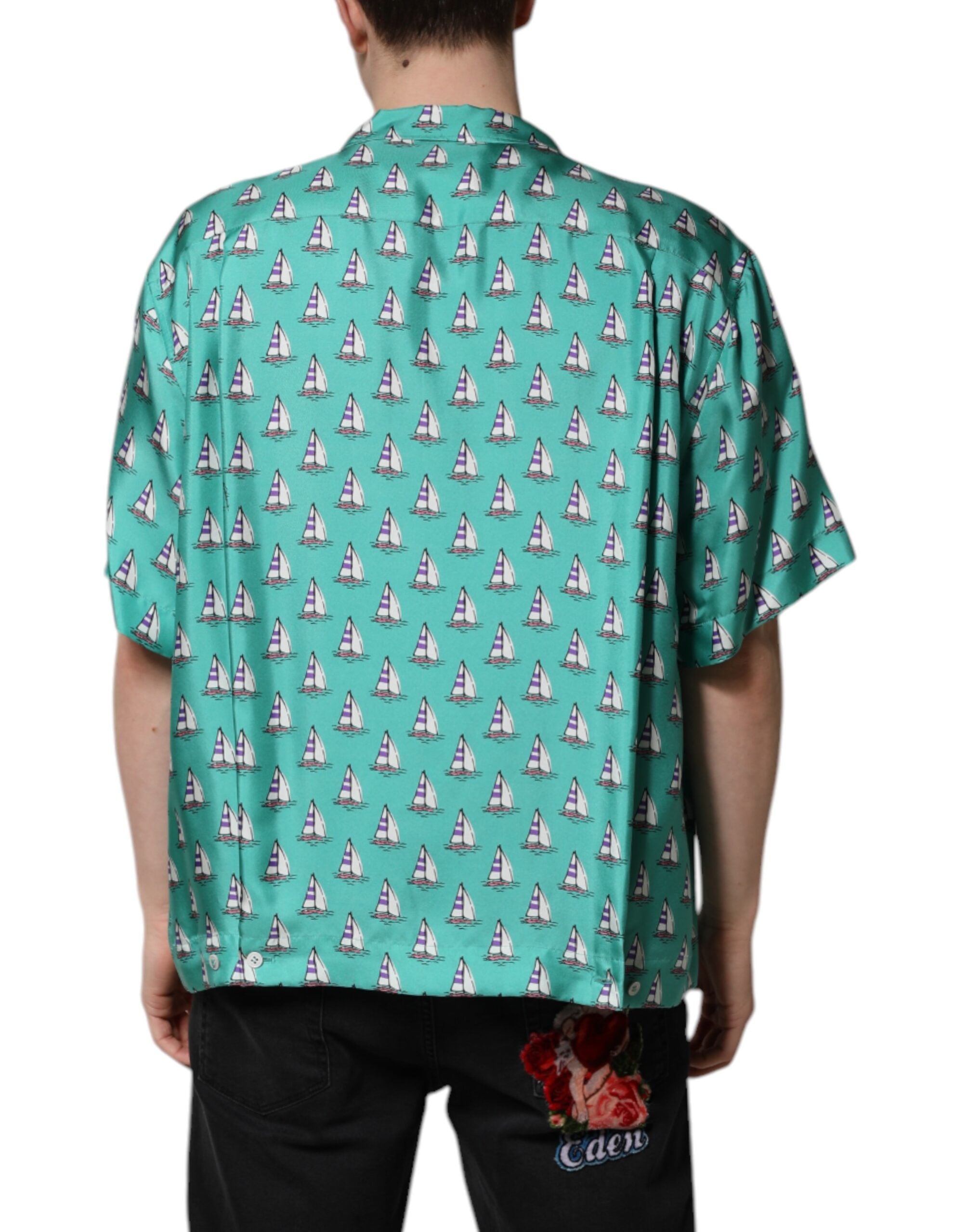 Green Printed Short Sleeves Casual Shirt - ventzia