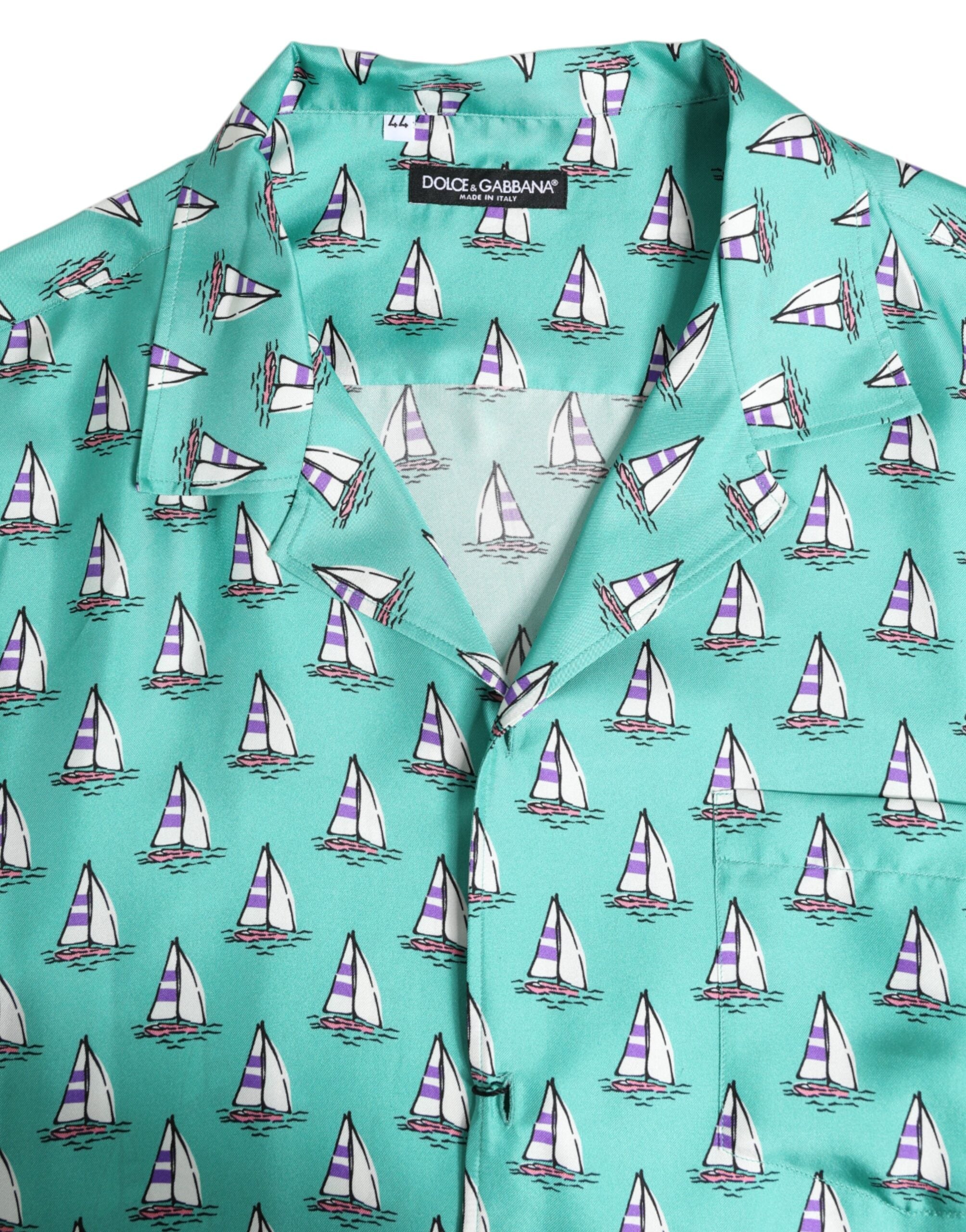Green Printed Short Sleeves Casual Shirt - ventzia