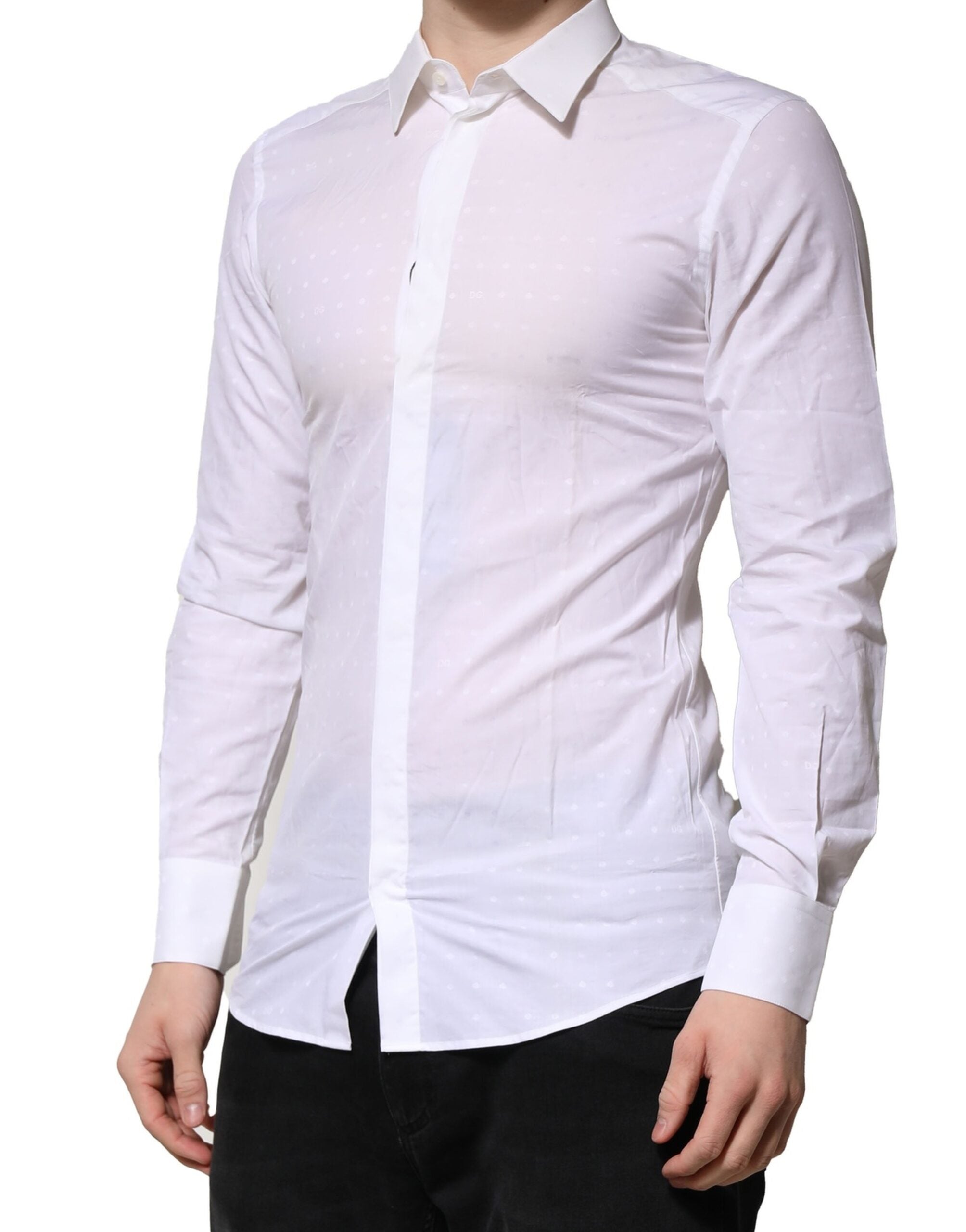 White Cotton GOLD Long Sleeves Formal Shirt - ventzia