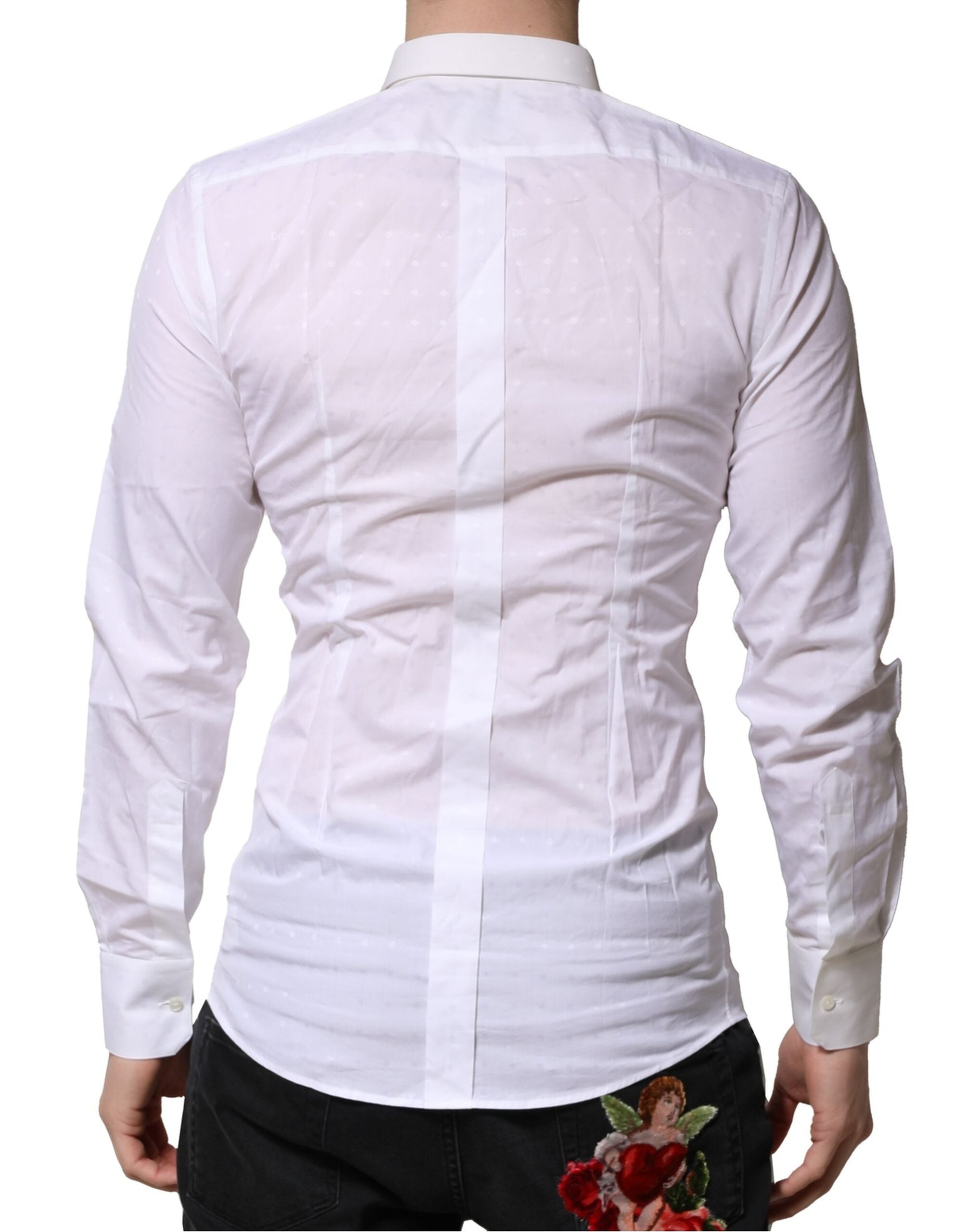White Cotton GOLD Long Sleeves Formal Shirt - ventzia