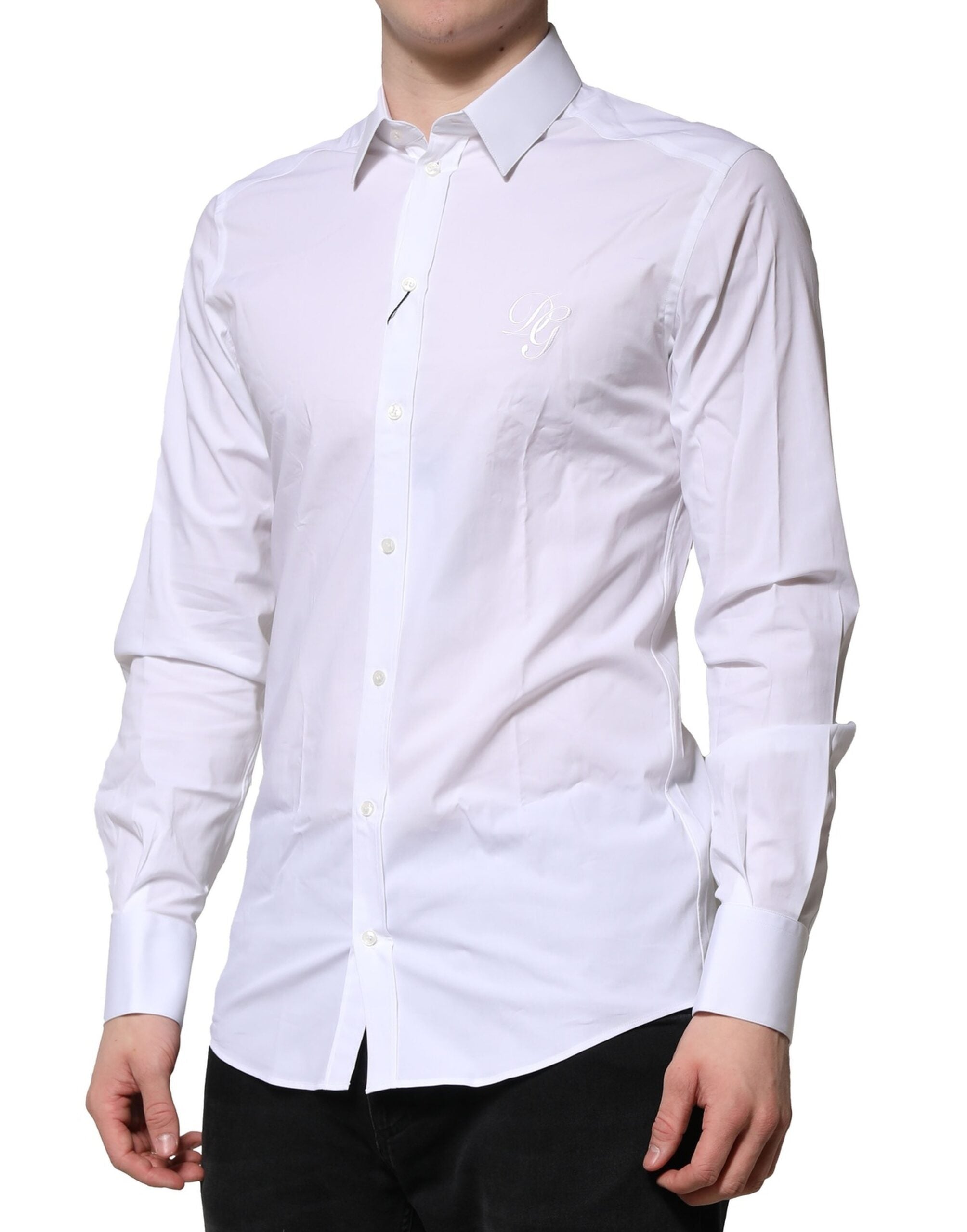 White Cotton GOLD Long Sleeves Formal Shirt - ventzia