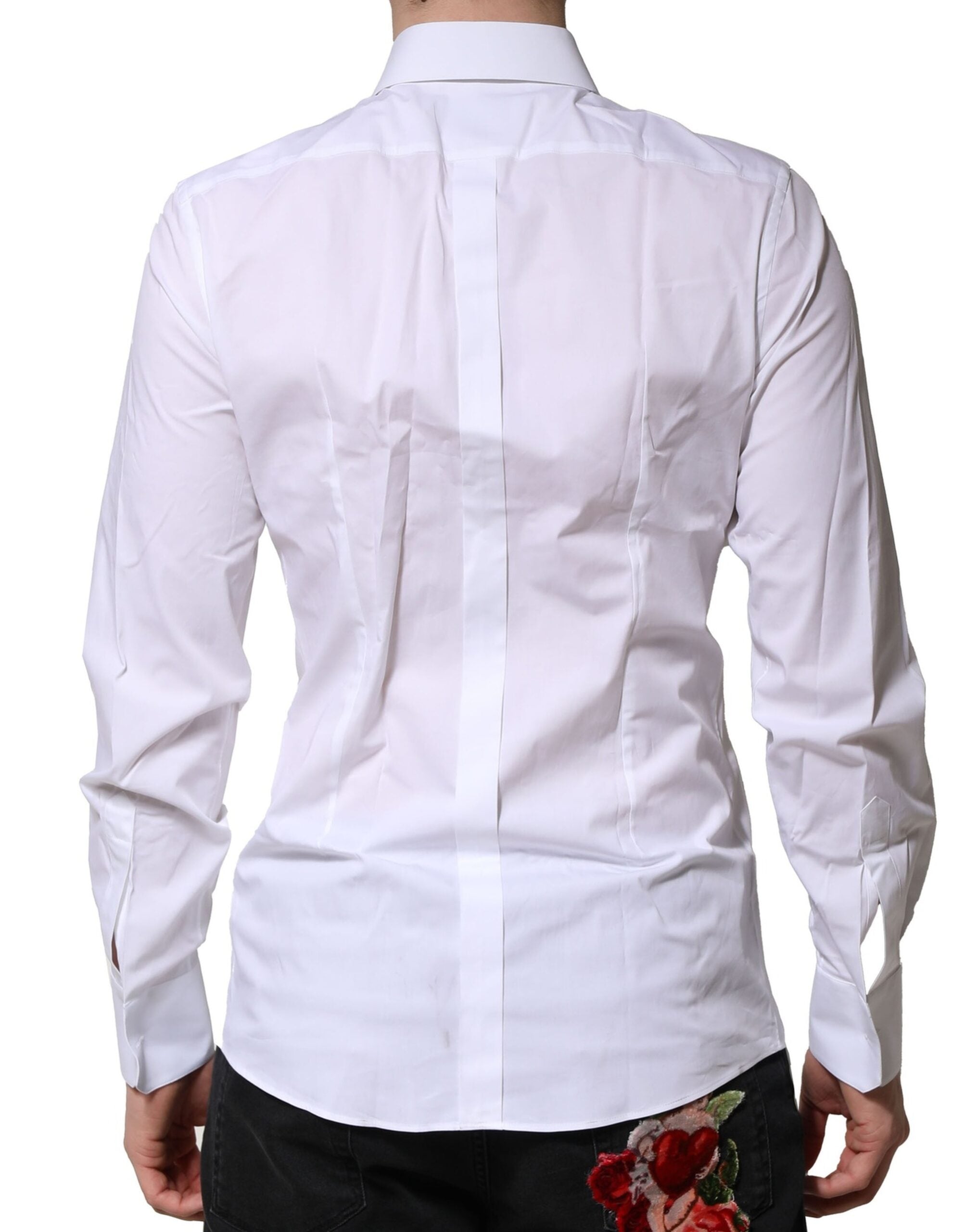 White Cotton GOLD Long Sleeves Formal Shirt - ventzia