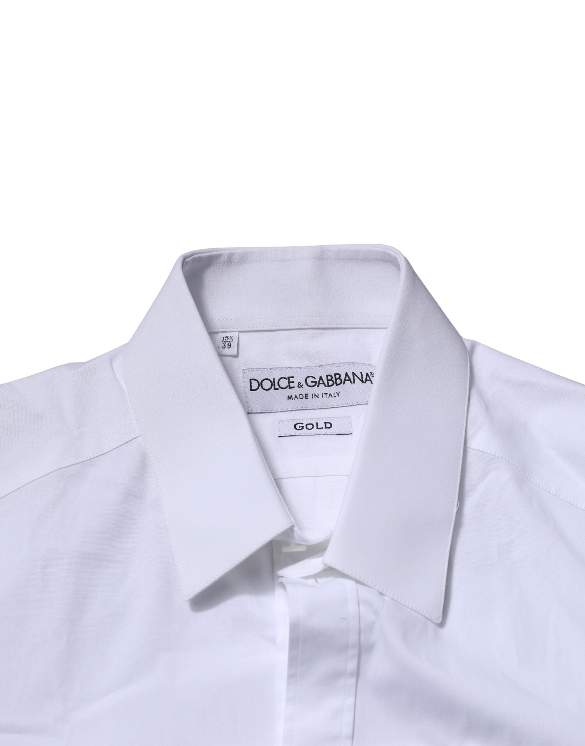 White Cotton GOLD Long Sleeves Formal Shirt - ventzia