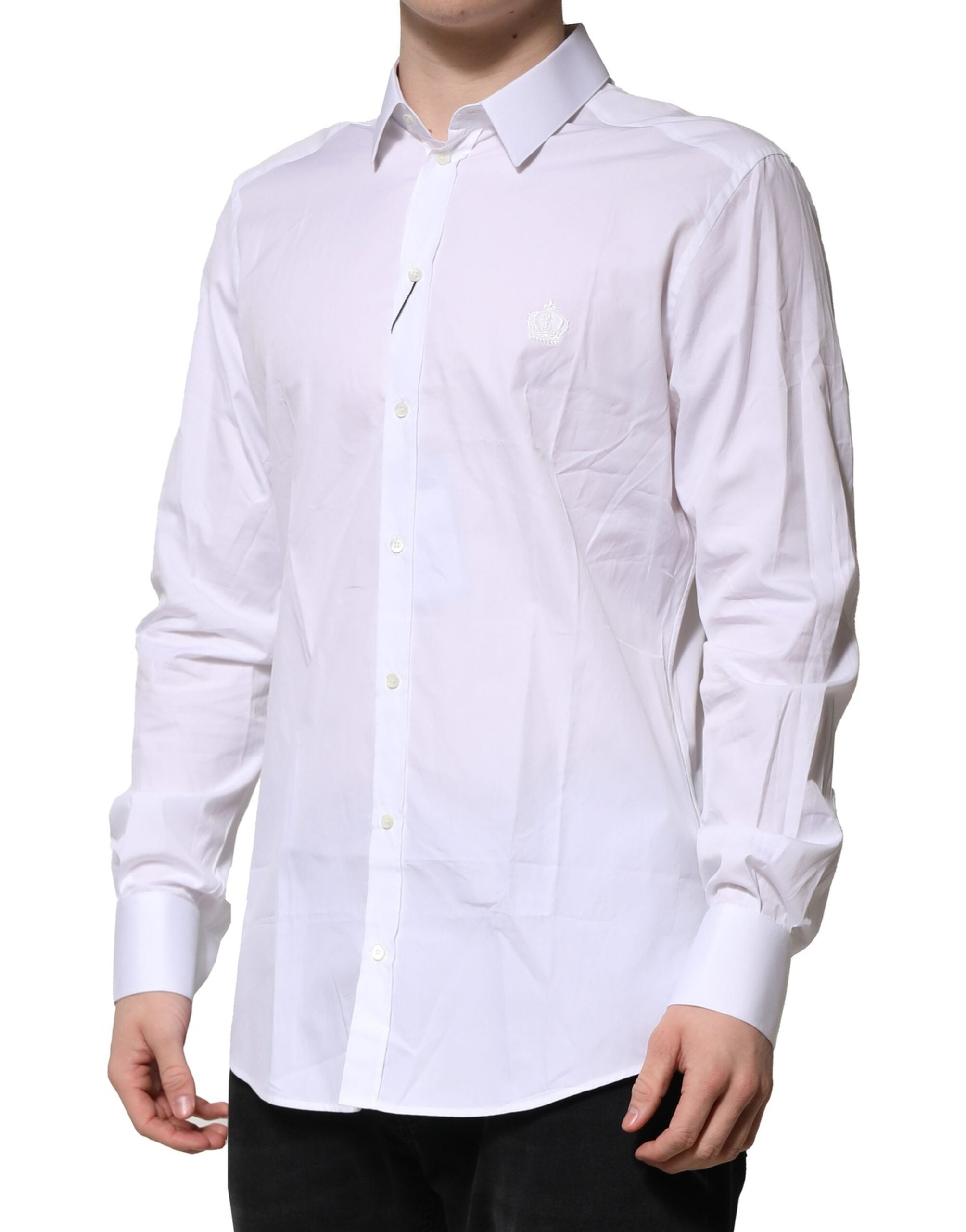 White Cotton GOLD Long Sleeves Formal Shirt - ventzia