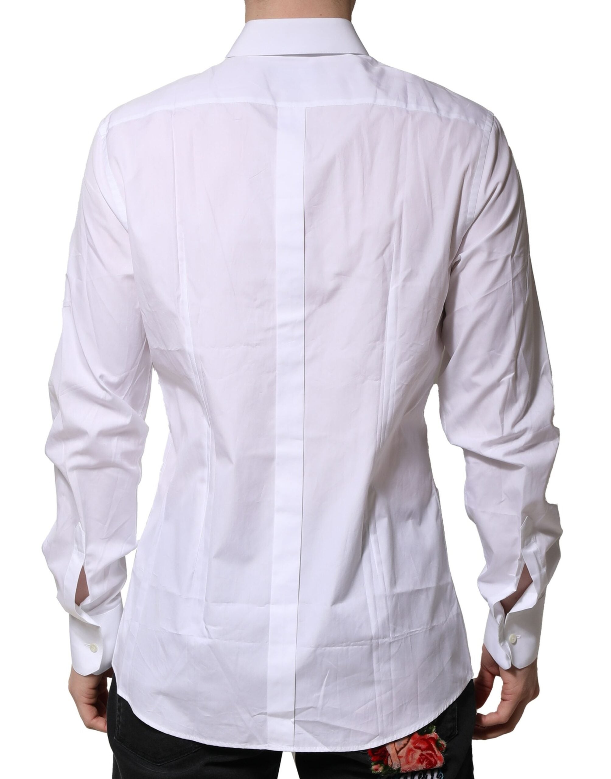 White Cotton GOLD Long Sleeves Formal Shirt - ventzia
