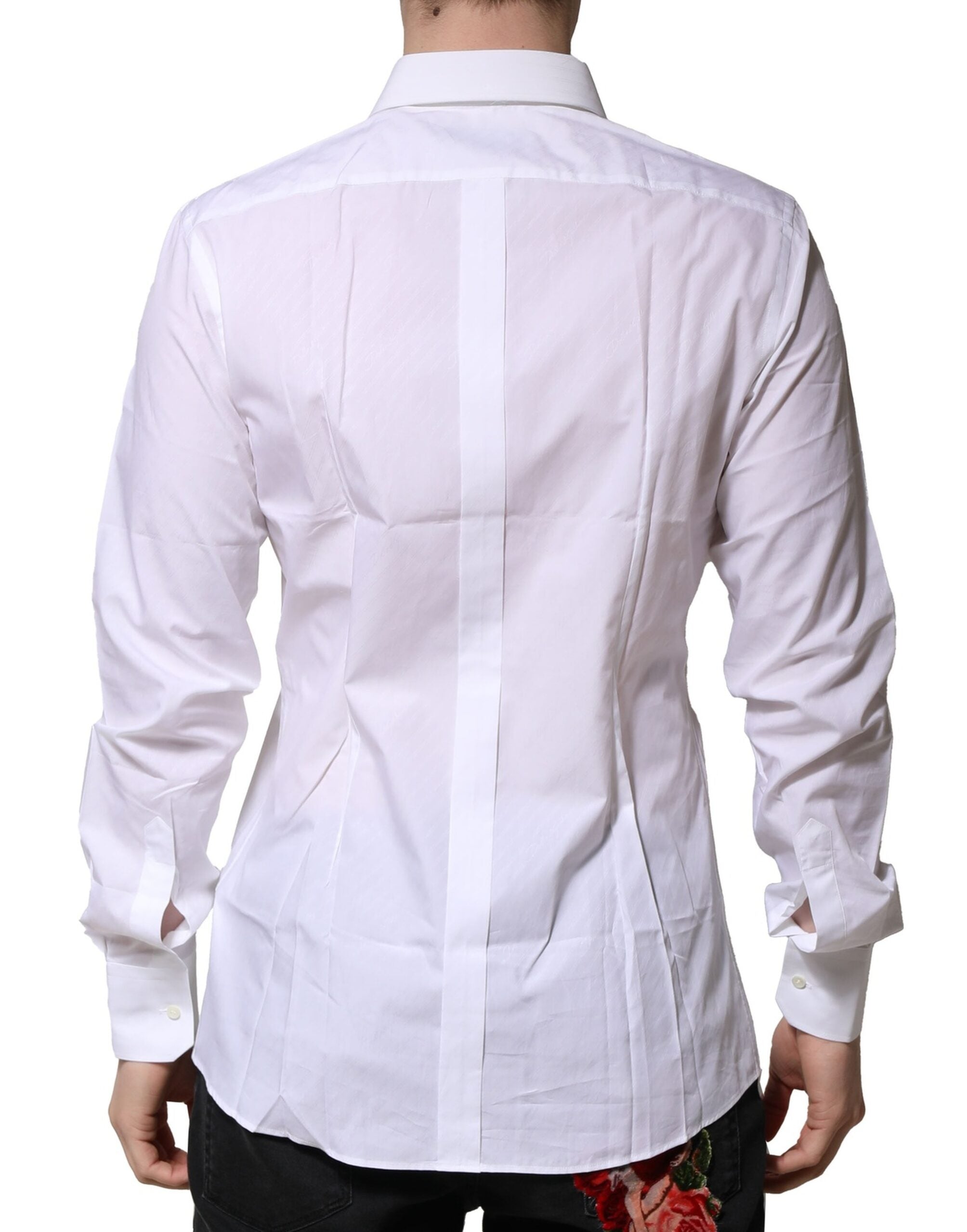 White Cotton GOLD Long Sleeves Formal Shirt - ventzia