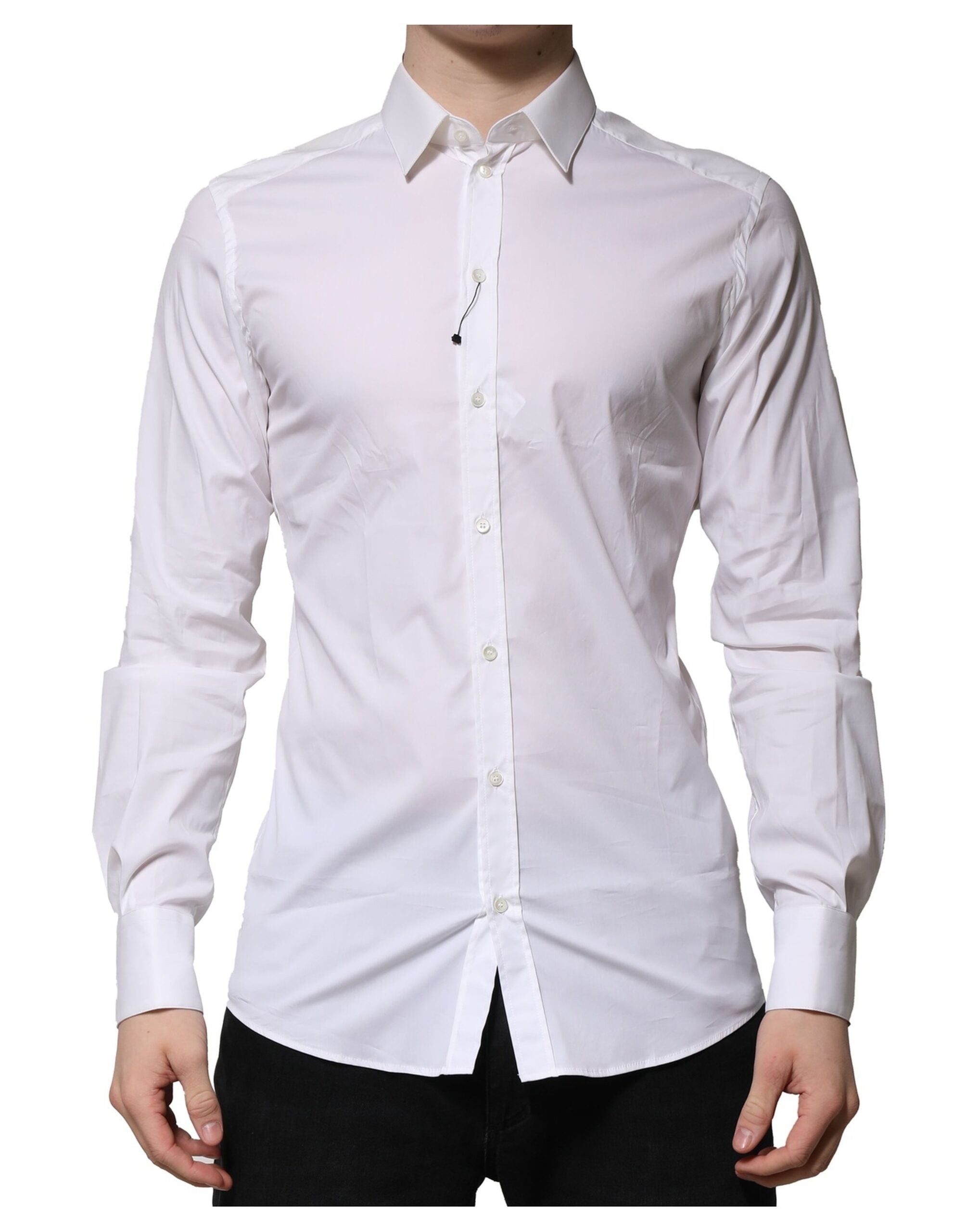 White Cotton GOLD Long Sleeves Formal Shirt - ventzia
