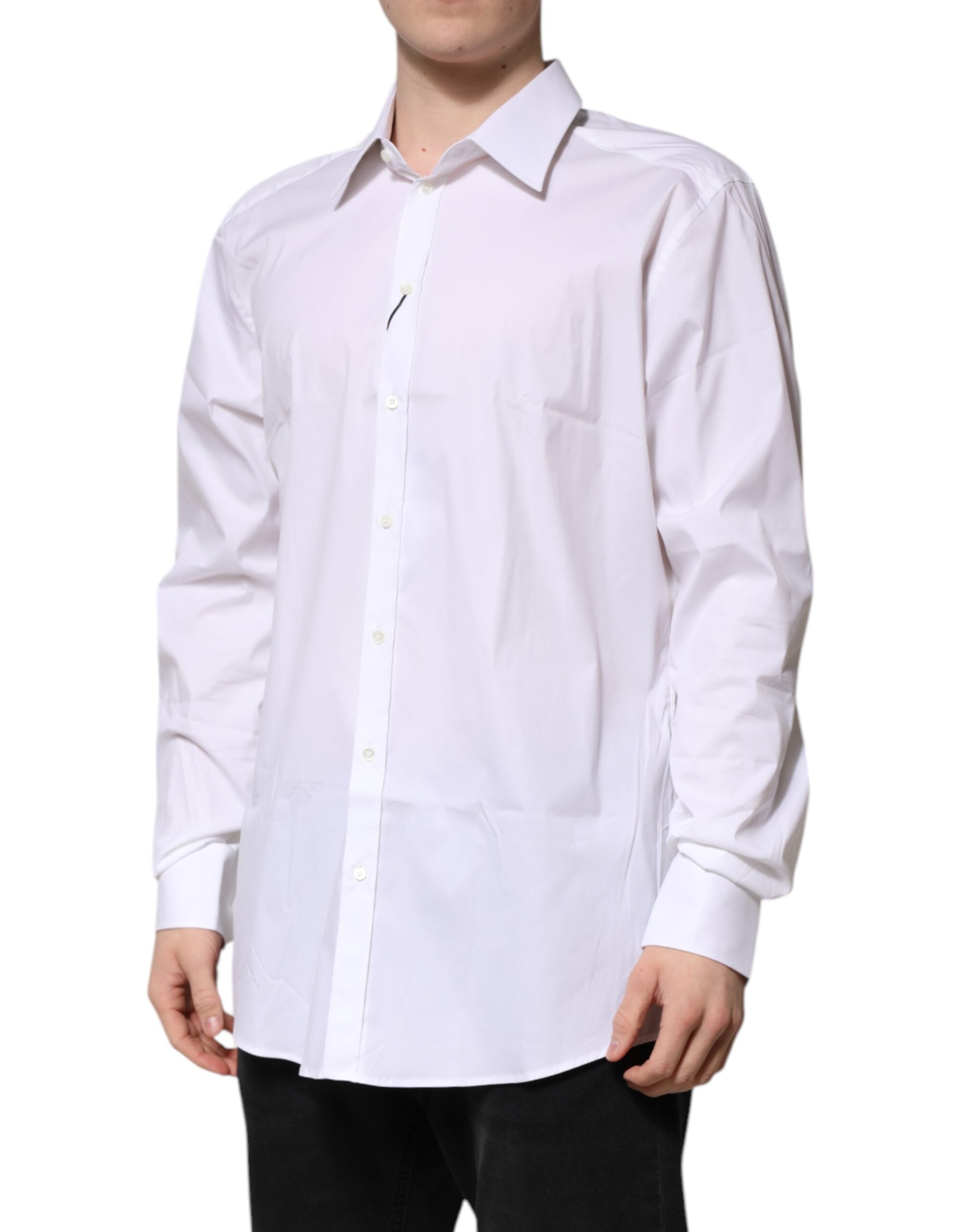 White Cotton GOLD Long Sleeves Formal Shirt - ventzia