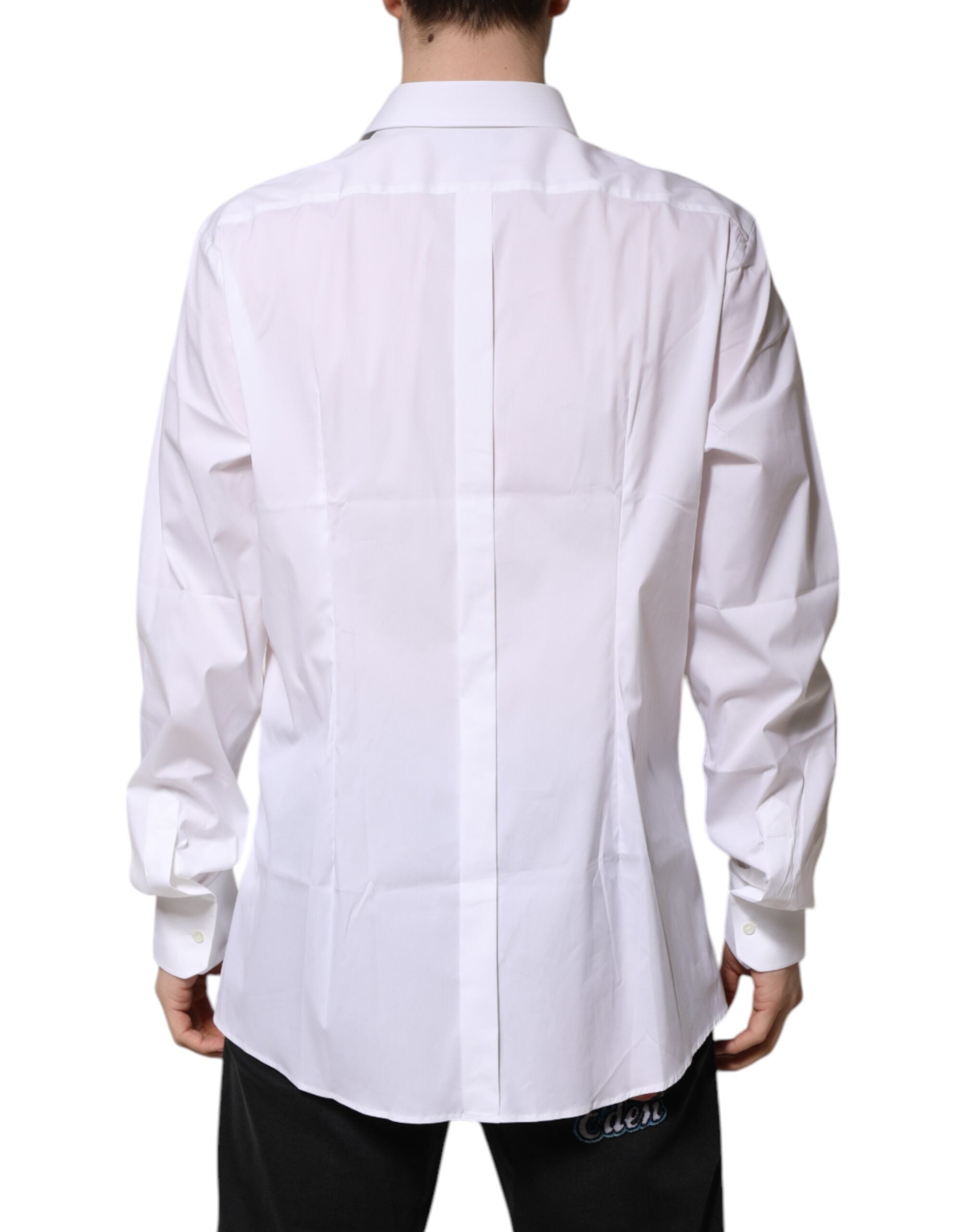 White Cotton GOLD Long Sleeves Formal Shirt - ventzia