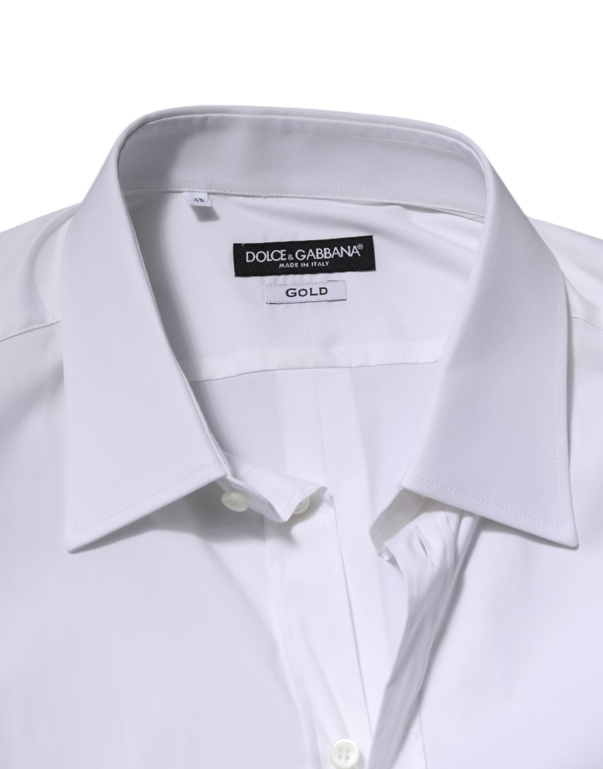 White Cotton GOLD Long Sleeves Formal Shirt - ventzia