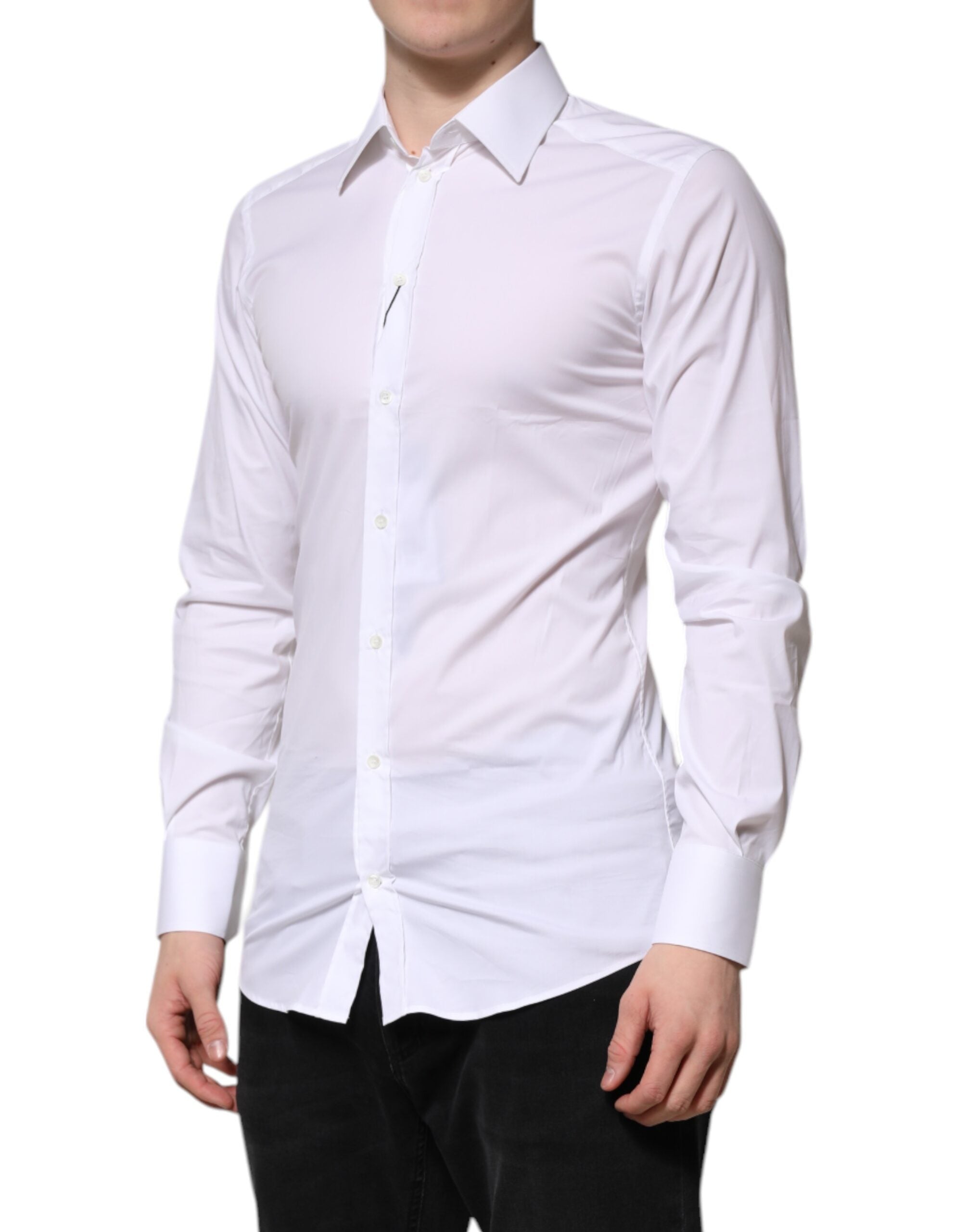 White Cotton GOLD Long Sleeves Formal Shirt - ventzia