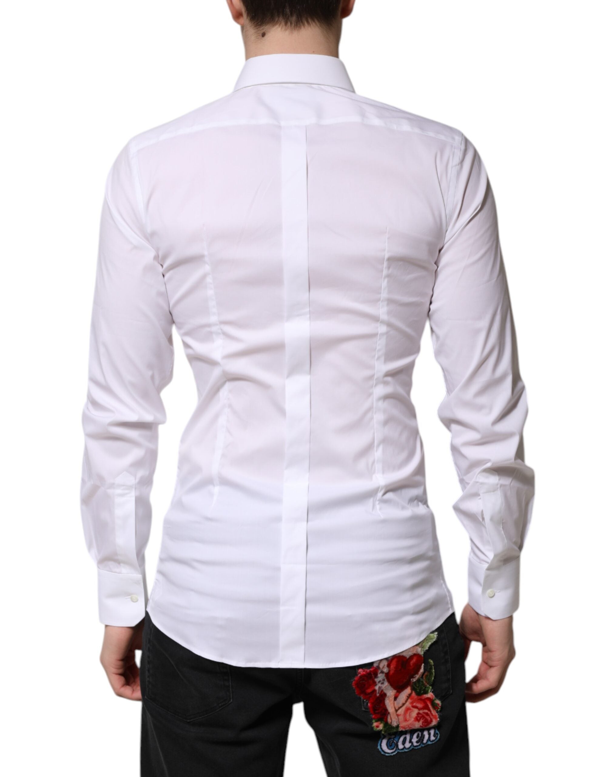 White Cotton GOLD Long Sleeves Formal Shirt - ventzia