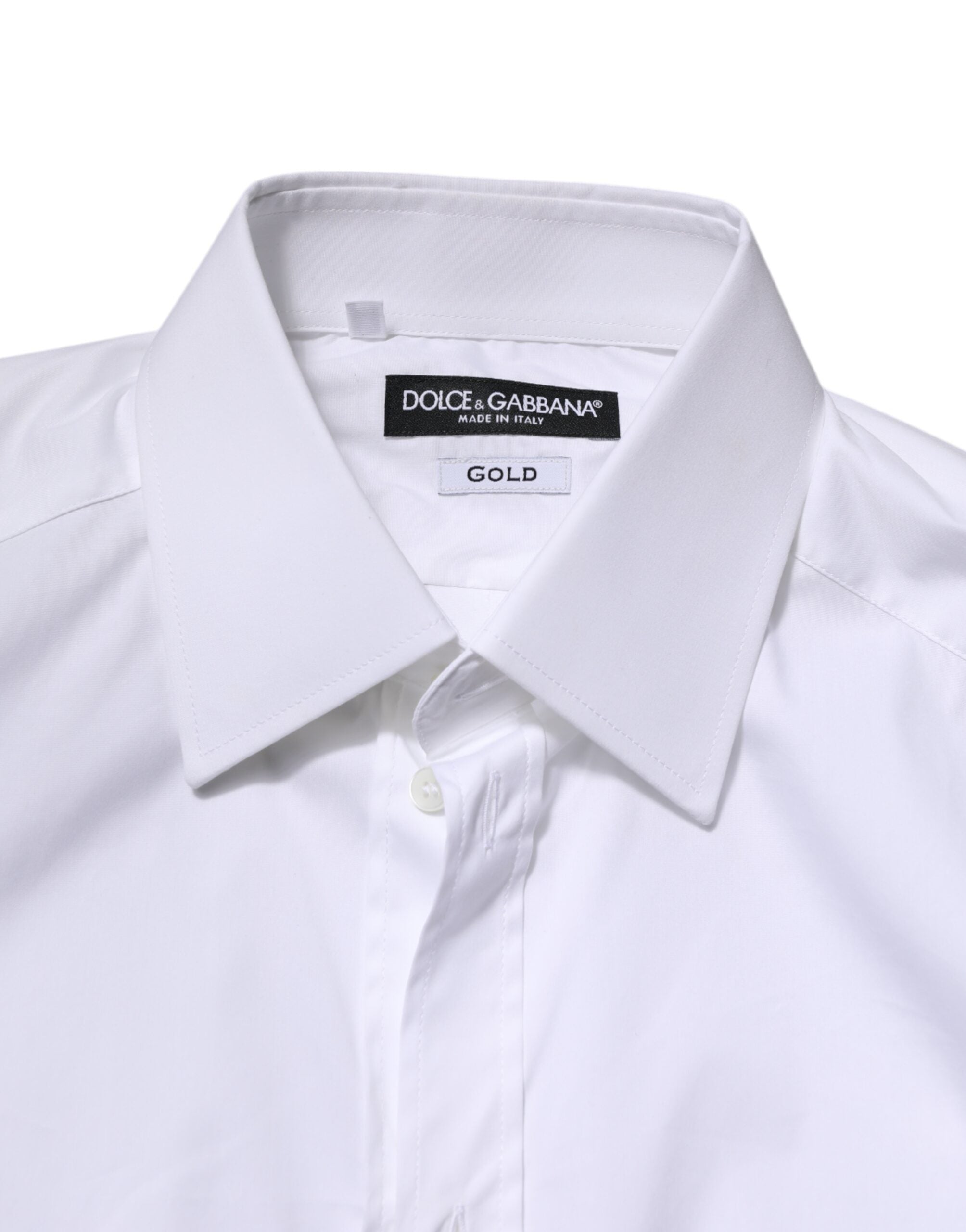 White Cotton GOLD Long Sleeves Formal Shirt - ventzia