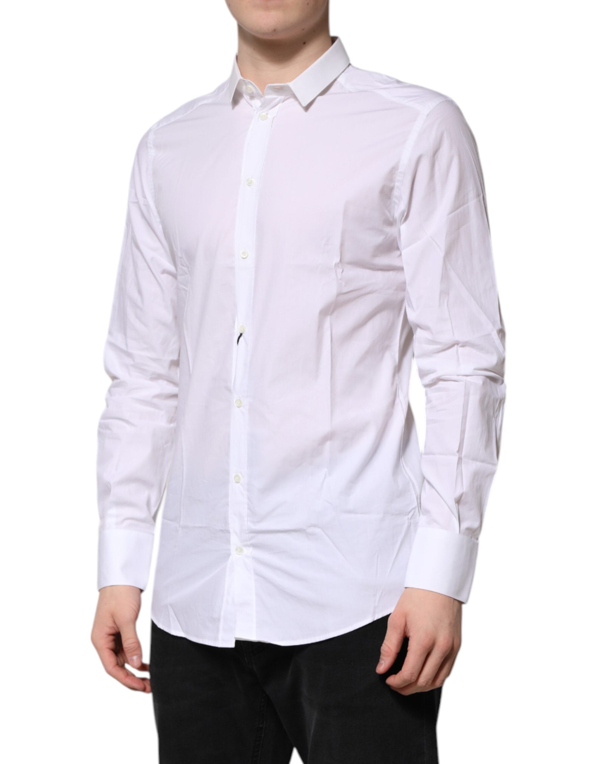 White Cotton GOLD Long Sleeves Formal Shirt - ventzia