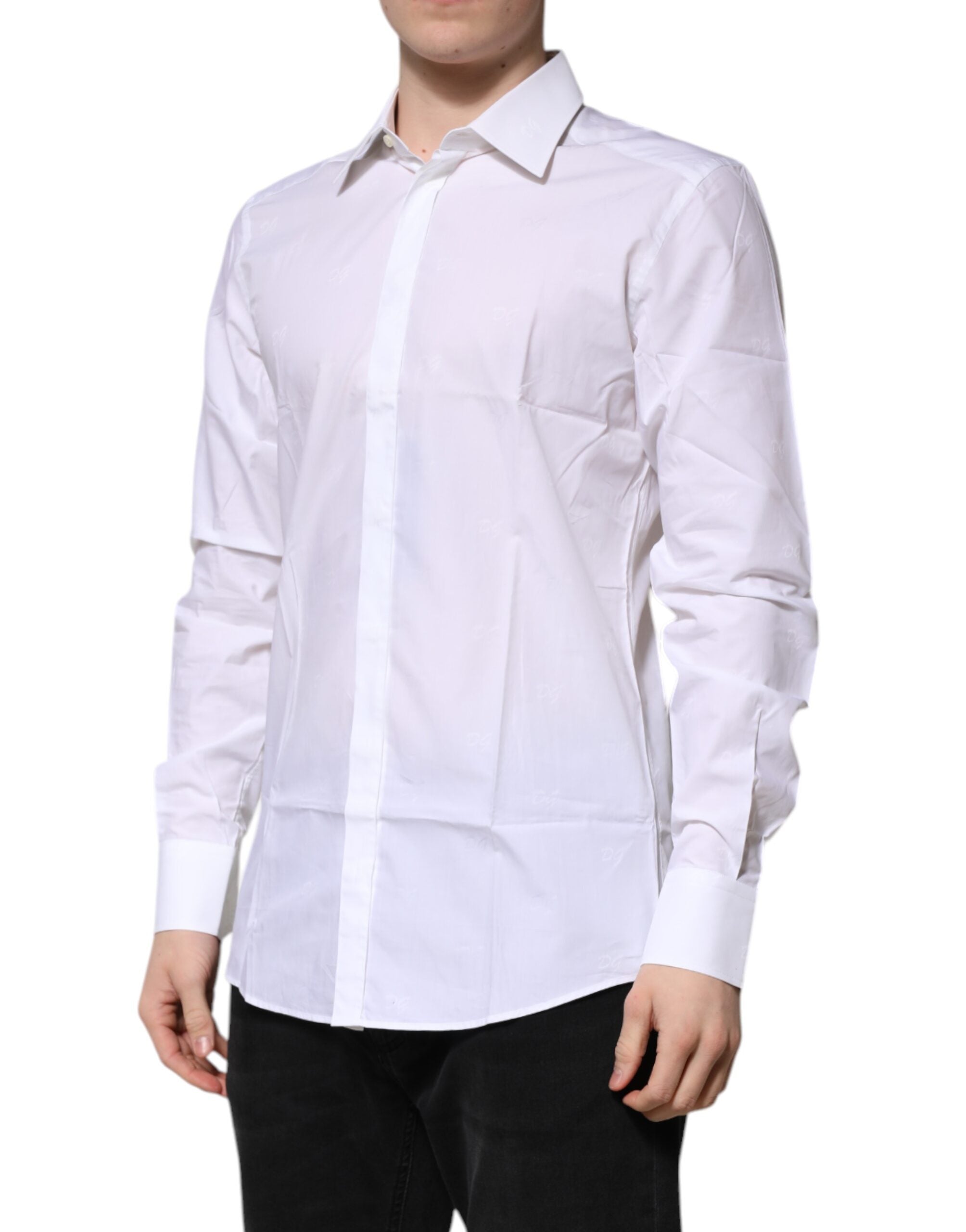 White Cotton GOLD Long Sleeves Formal Shirt - ventzia