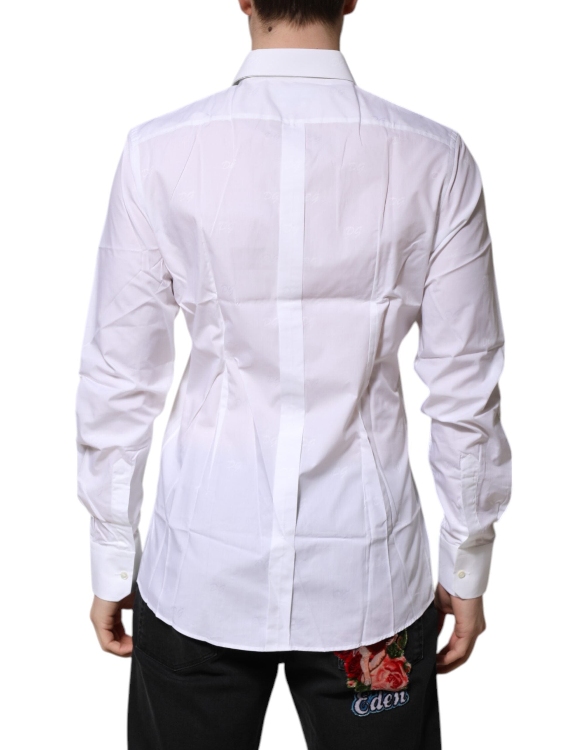 White Cotton GOLD Long Sleeves Formal Shirt - ventzia
