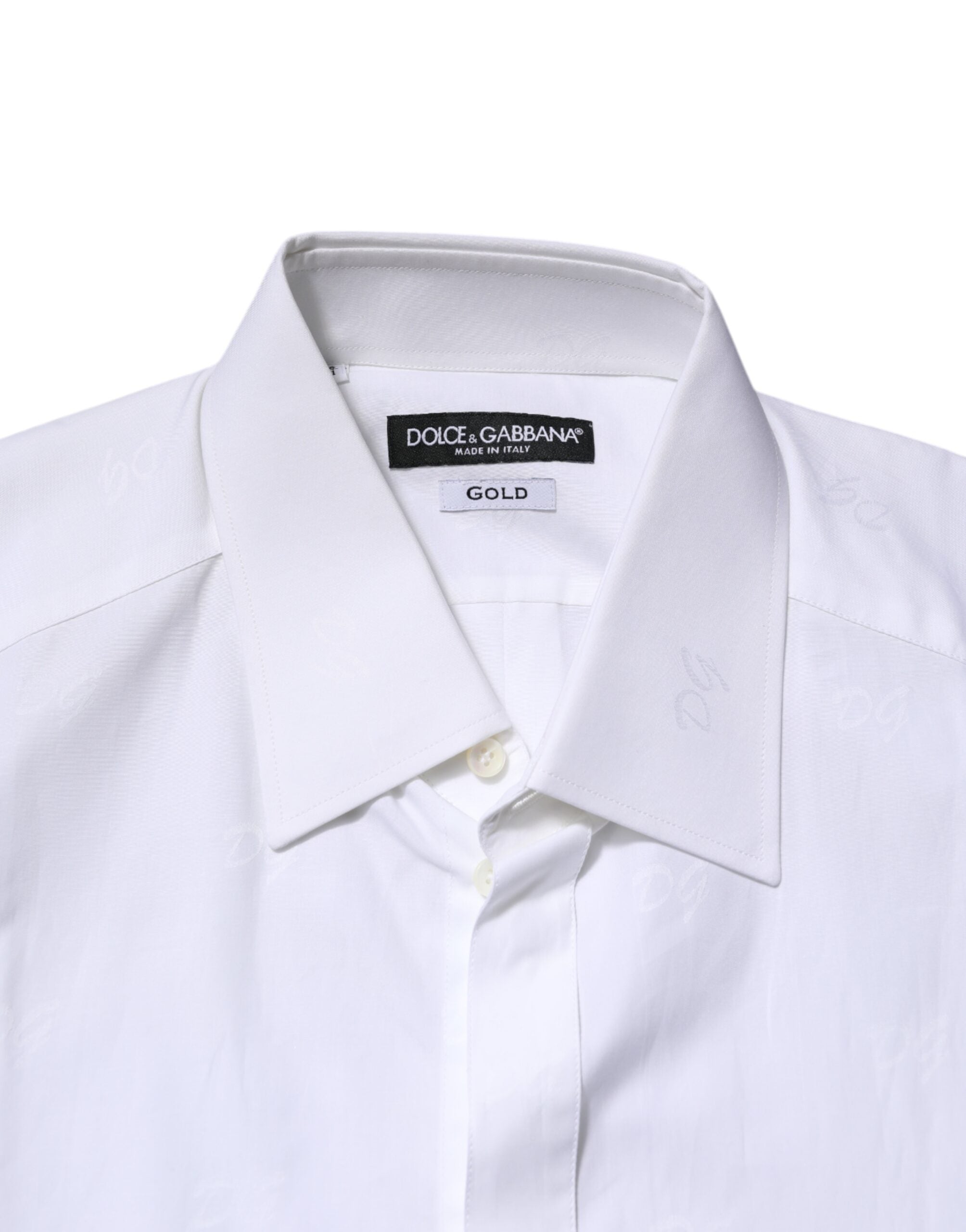 White Cotton GOLD Long Sleeves Formal Shirt - ventzia