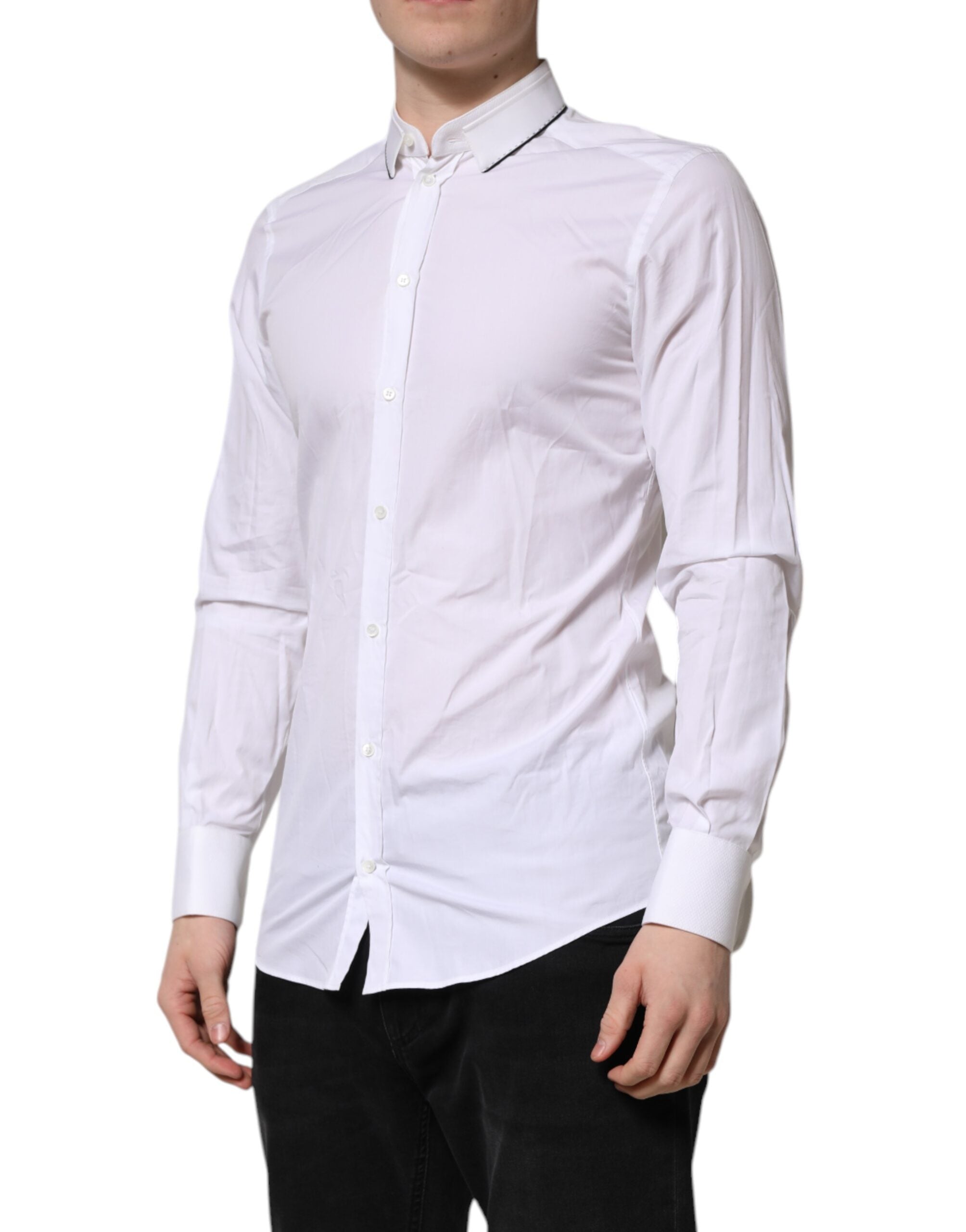 White Cotton GOLD Long Sleeves Formal Shirt - ventzia