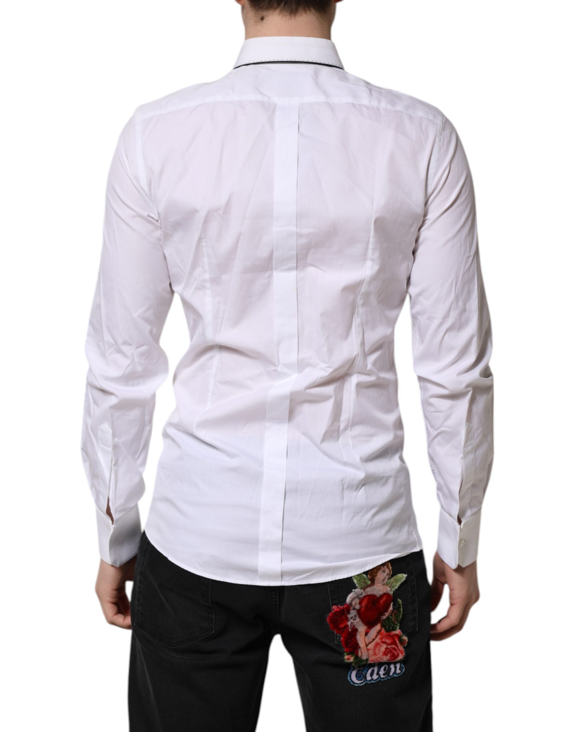 White Cotton GOLD Long Sleeves Formal Shirt - ventzia