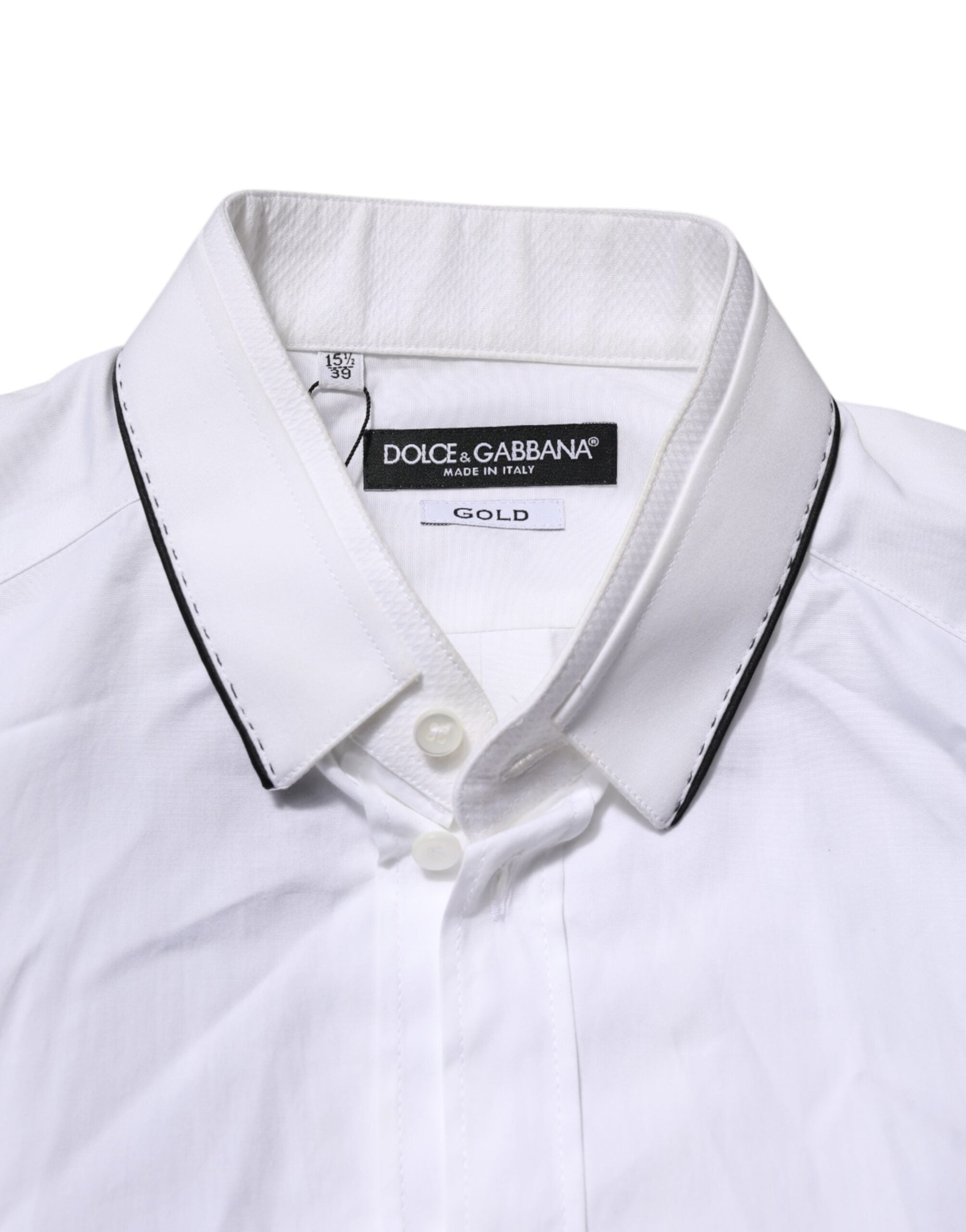 White Cotton GOLD Long Sleeves Formal Shirt - ventzia