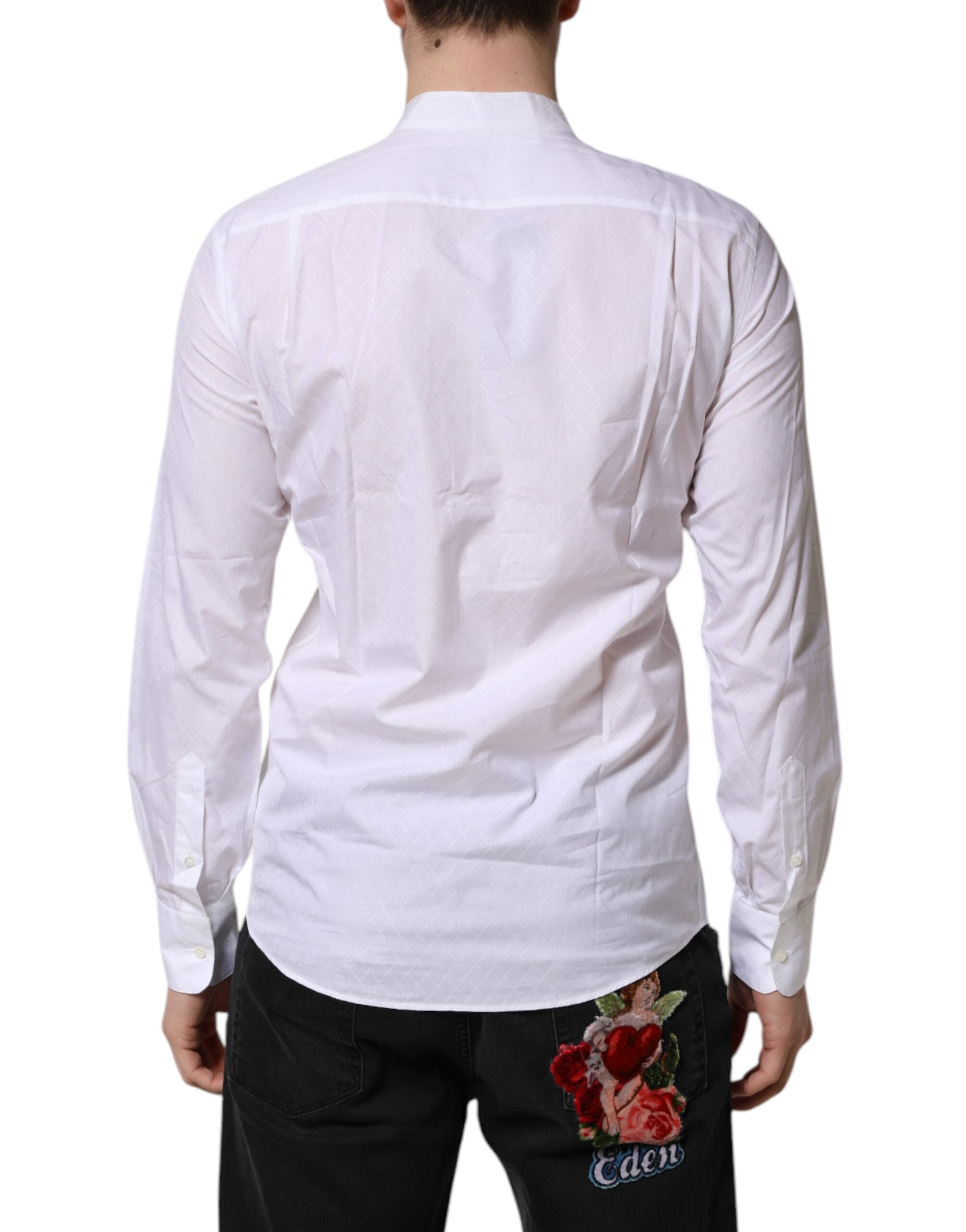 White Cotton Slim Long Sleeves Formal Shirt - ventzia