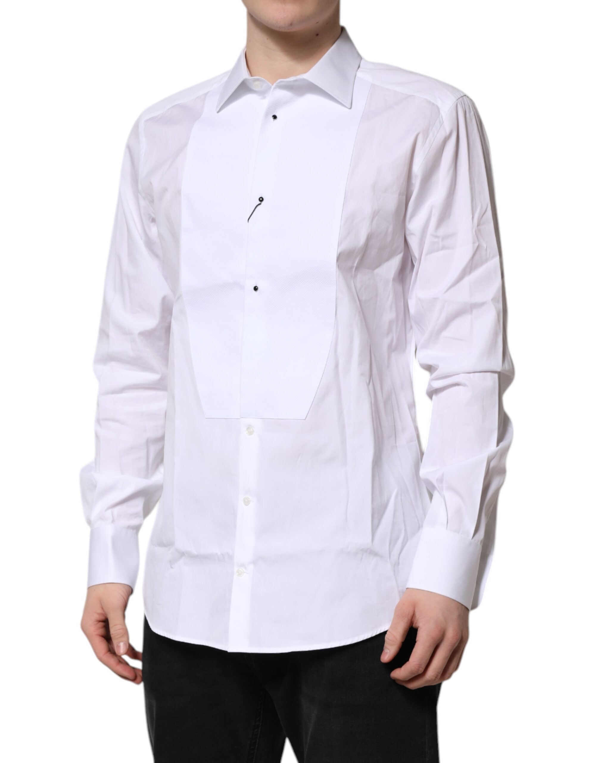 White Silk Bib Poplin GOLD Men Formal Shirt - ventzia