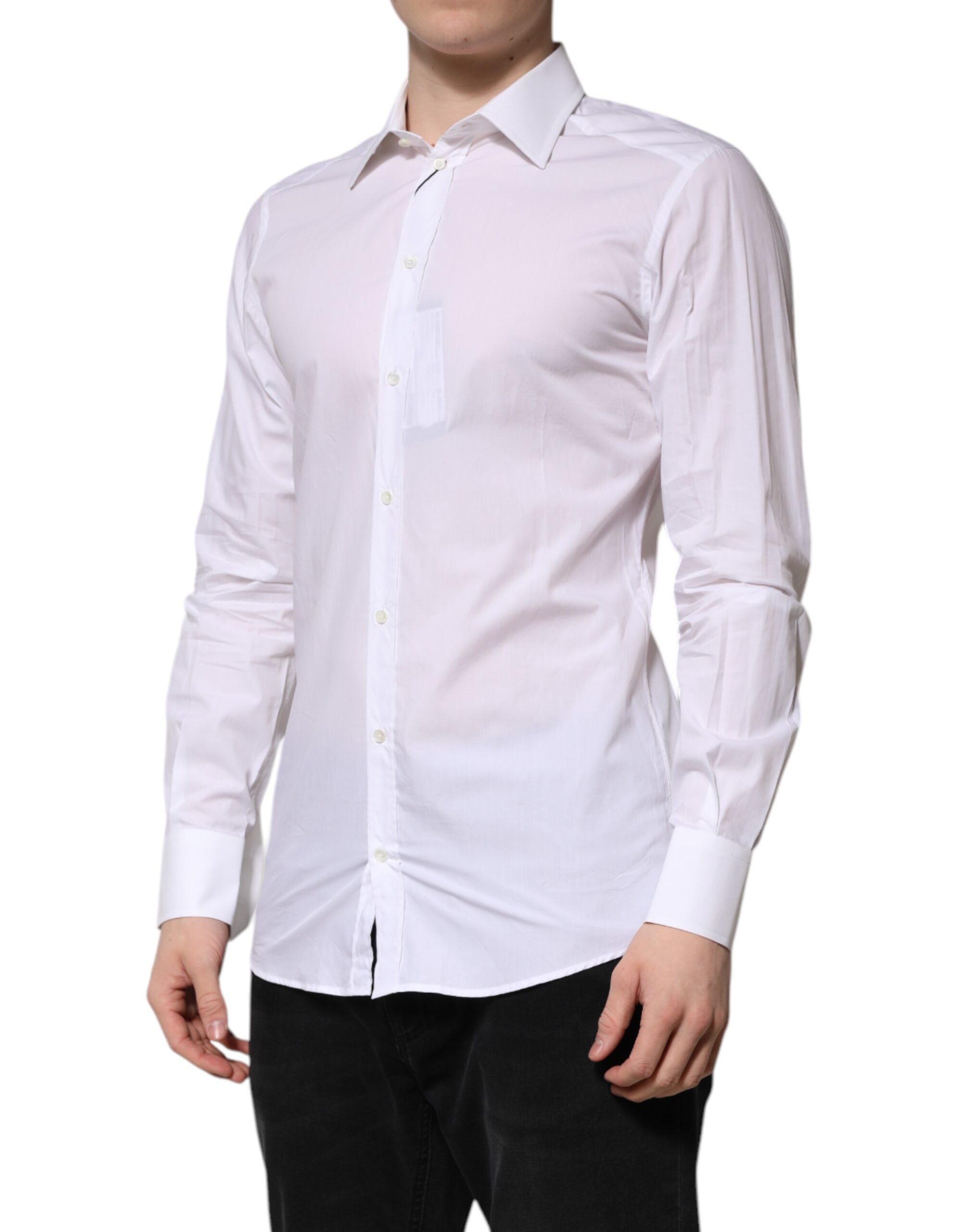 White GOLD Long Sleeves Dress Men Formal Shirt - ventzia