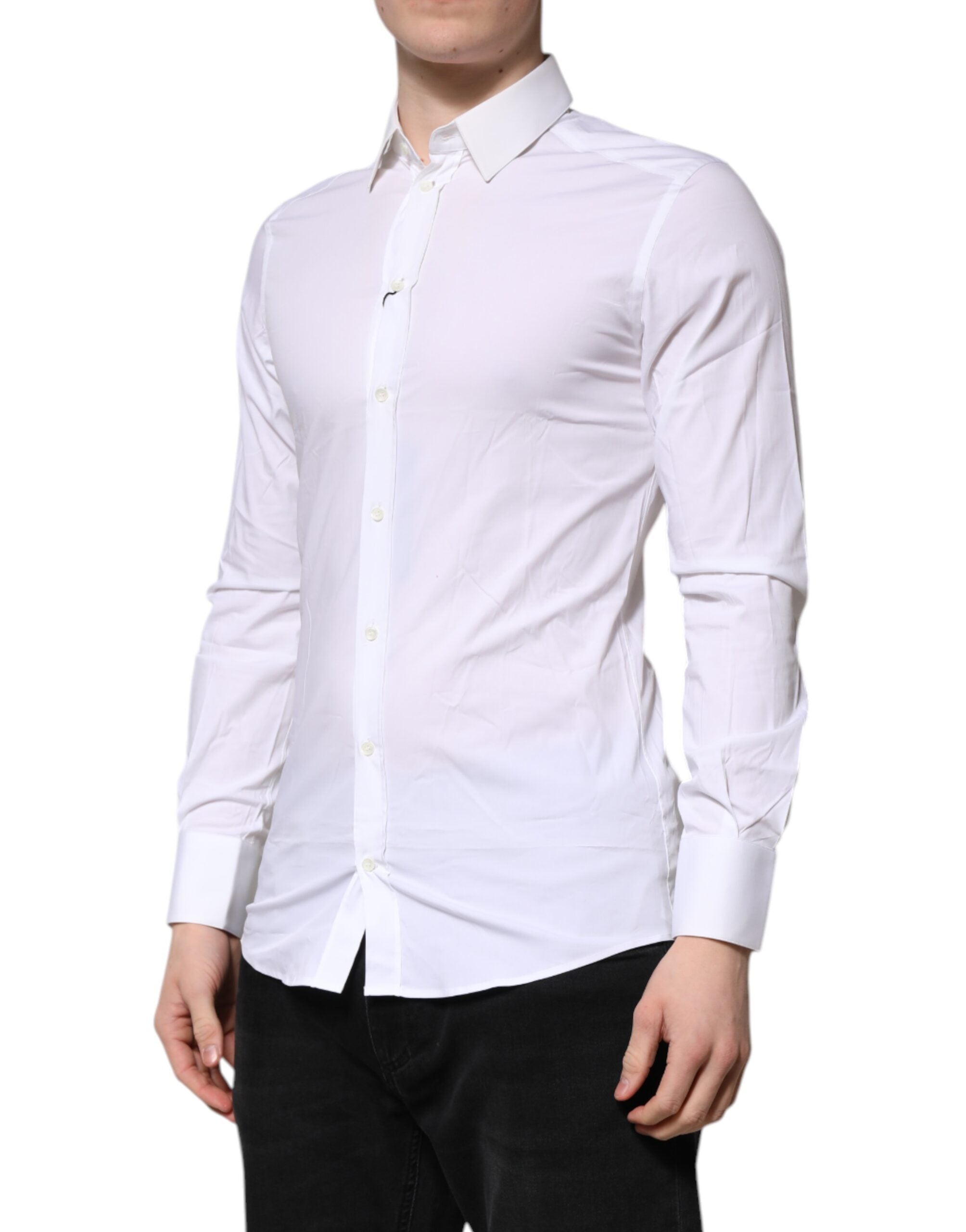 White GOLD Long Sleeves Dress Formal Shirt - ventzia