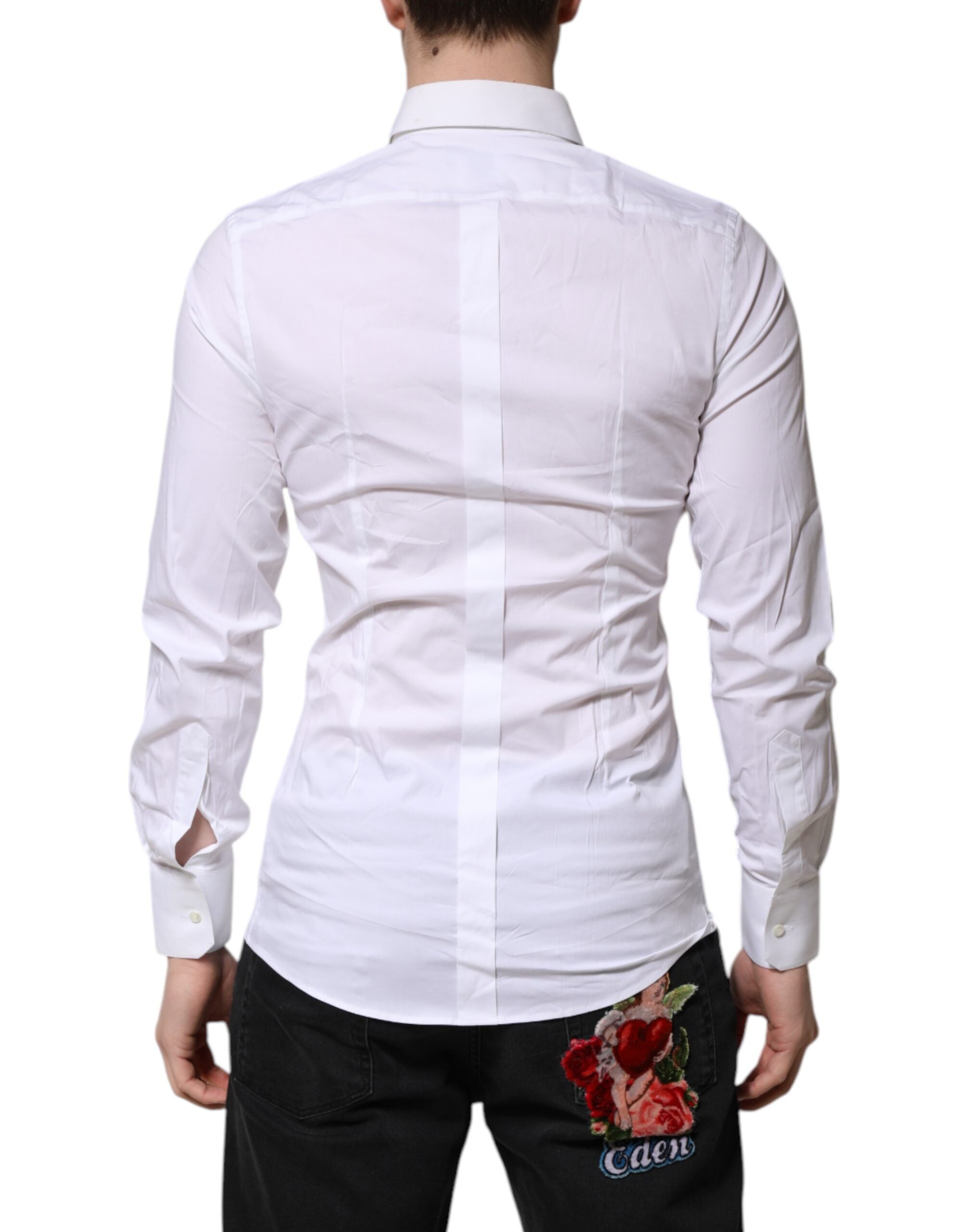 White GOLD Long Sleeves Dress Formal Shirt - ventzia