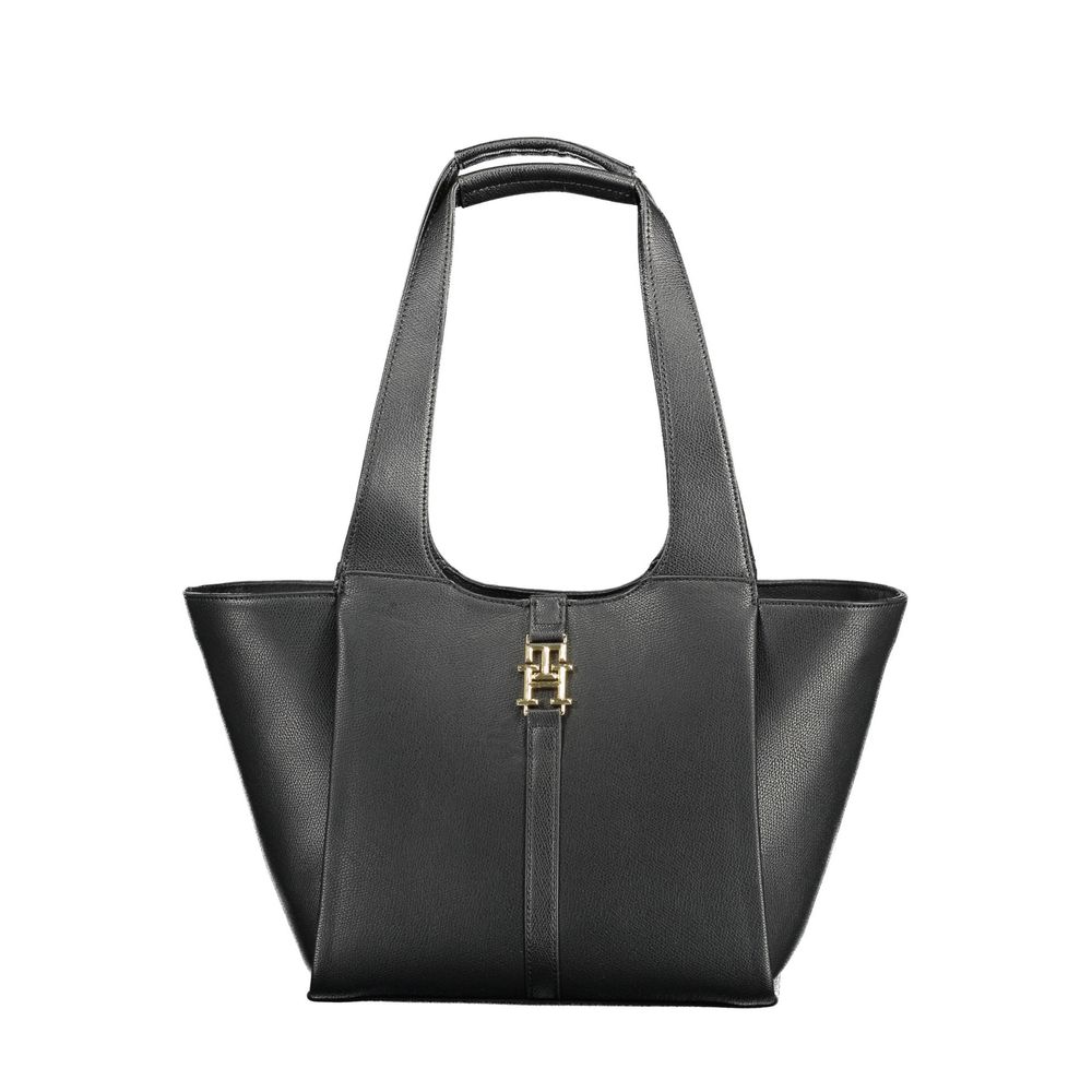 Black Polyurethane Women Handbag - ventzia