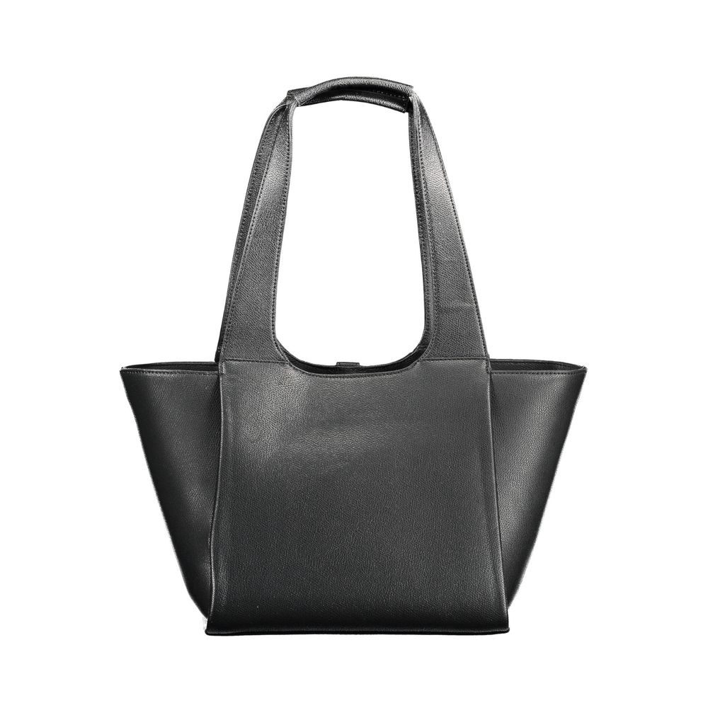 Black Polyurethane Women Handbag - ventzia