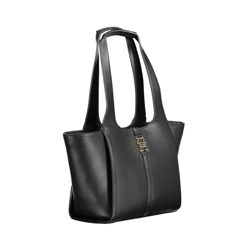 Black Polyurethane Women Handbag - ventzia