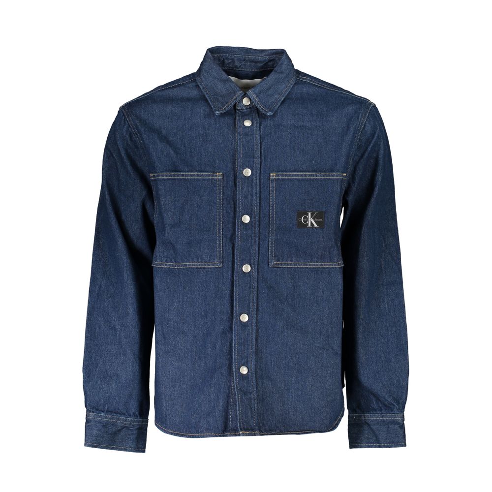 Blue Cotton Men Jacket - ventzia