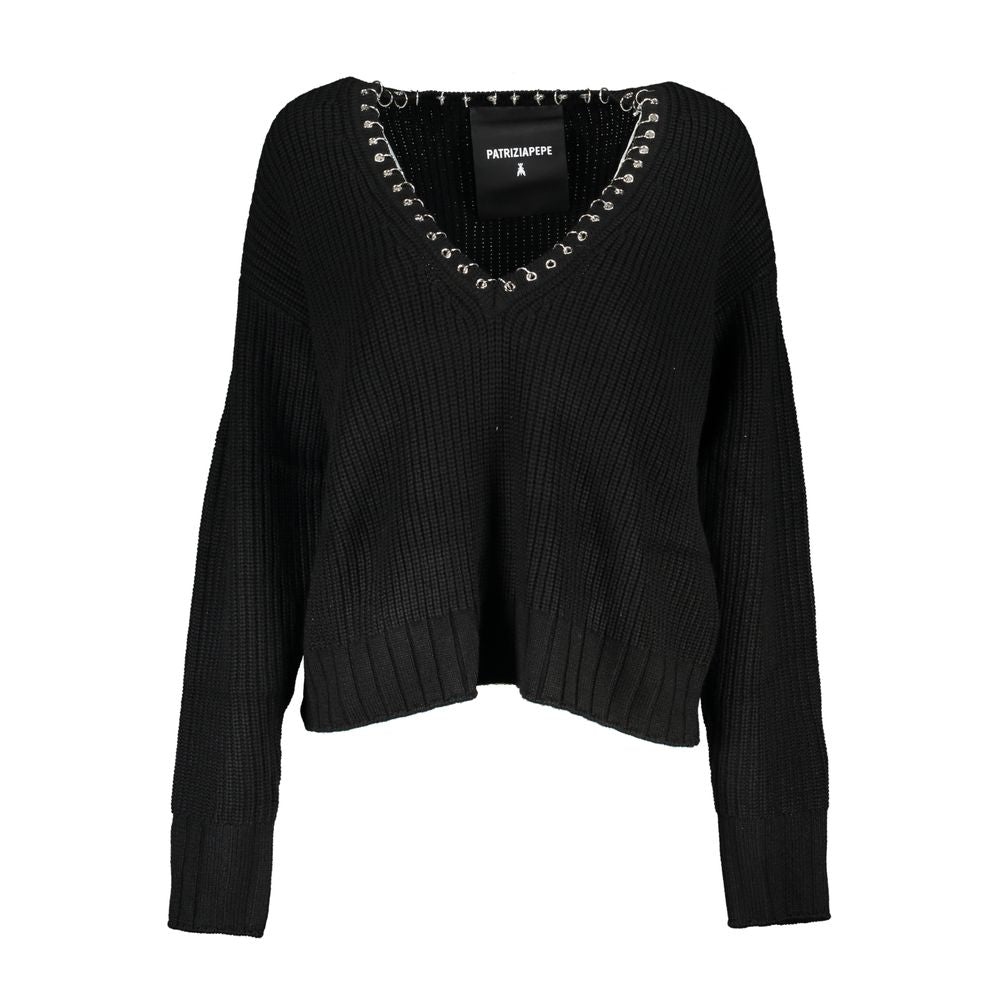 Elegant Long Sleeved V-Neck Sweater with Chic Details - ventzia