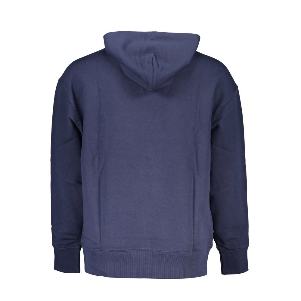 Blue Cotton Men Sweater with Hood - ventzia