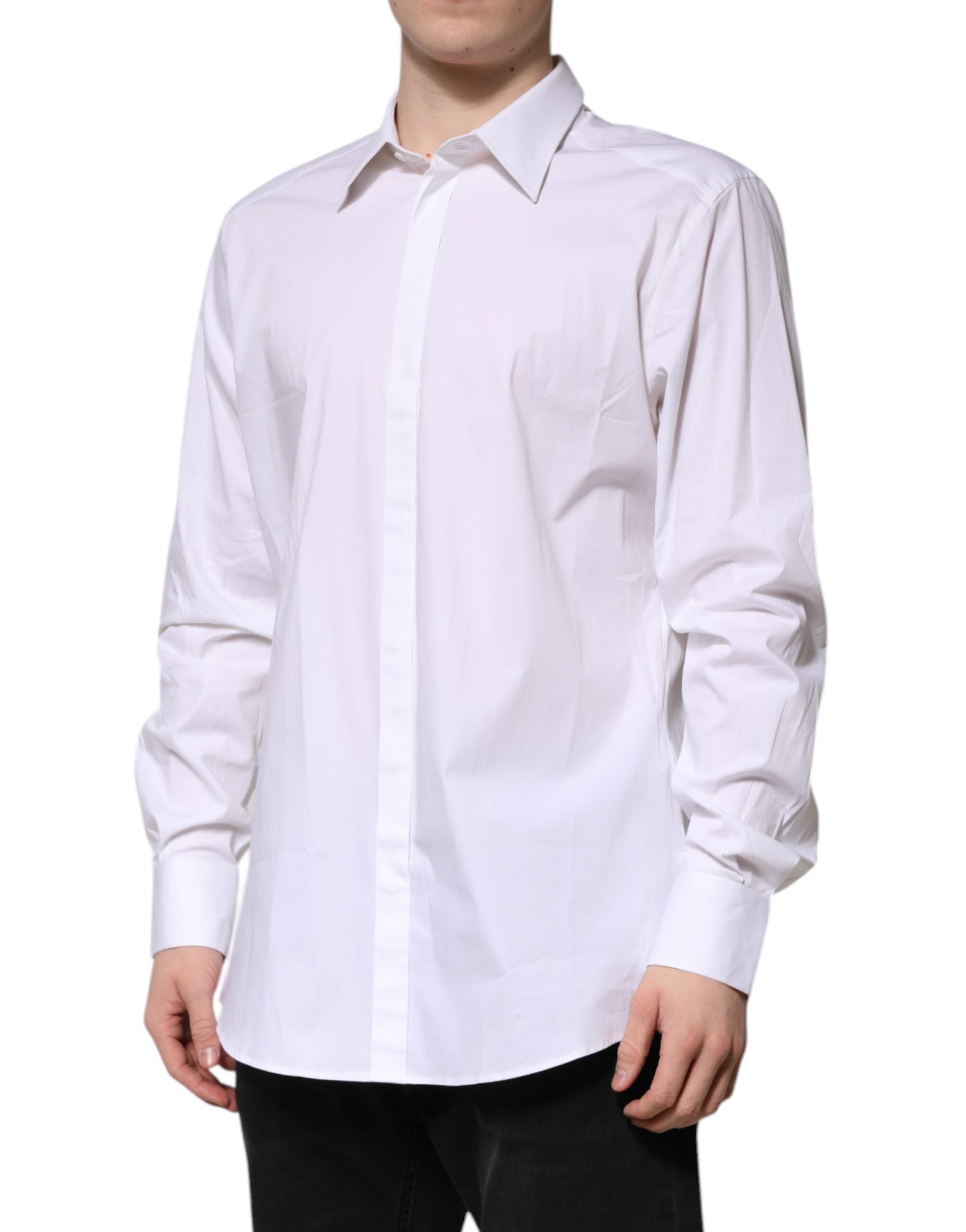 White MARTINI Long Sleeve Dress Formal Shirt - ventzia