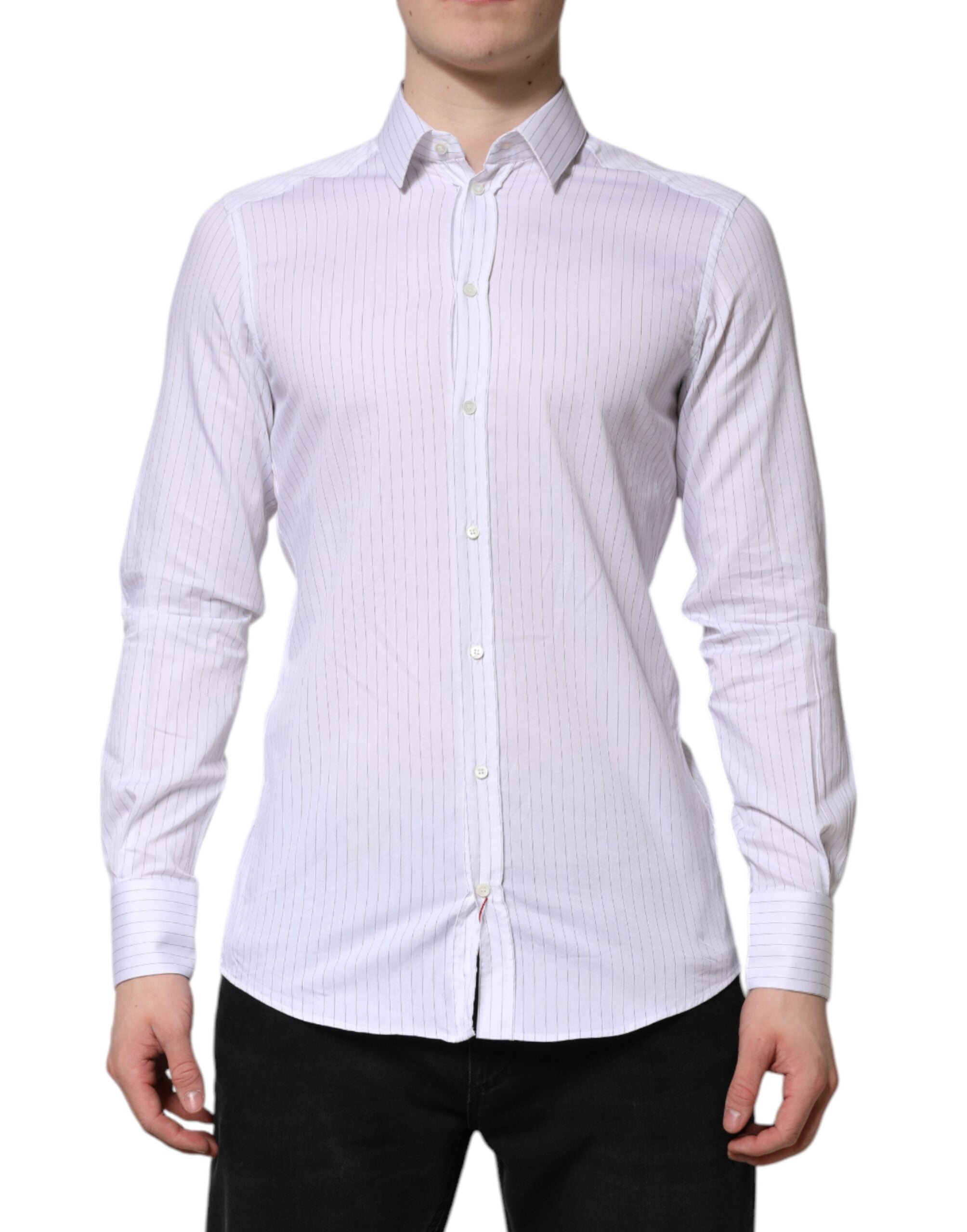 White Stripes Cotton Long Sleeve Formal Shirt - ventzia