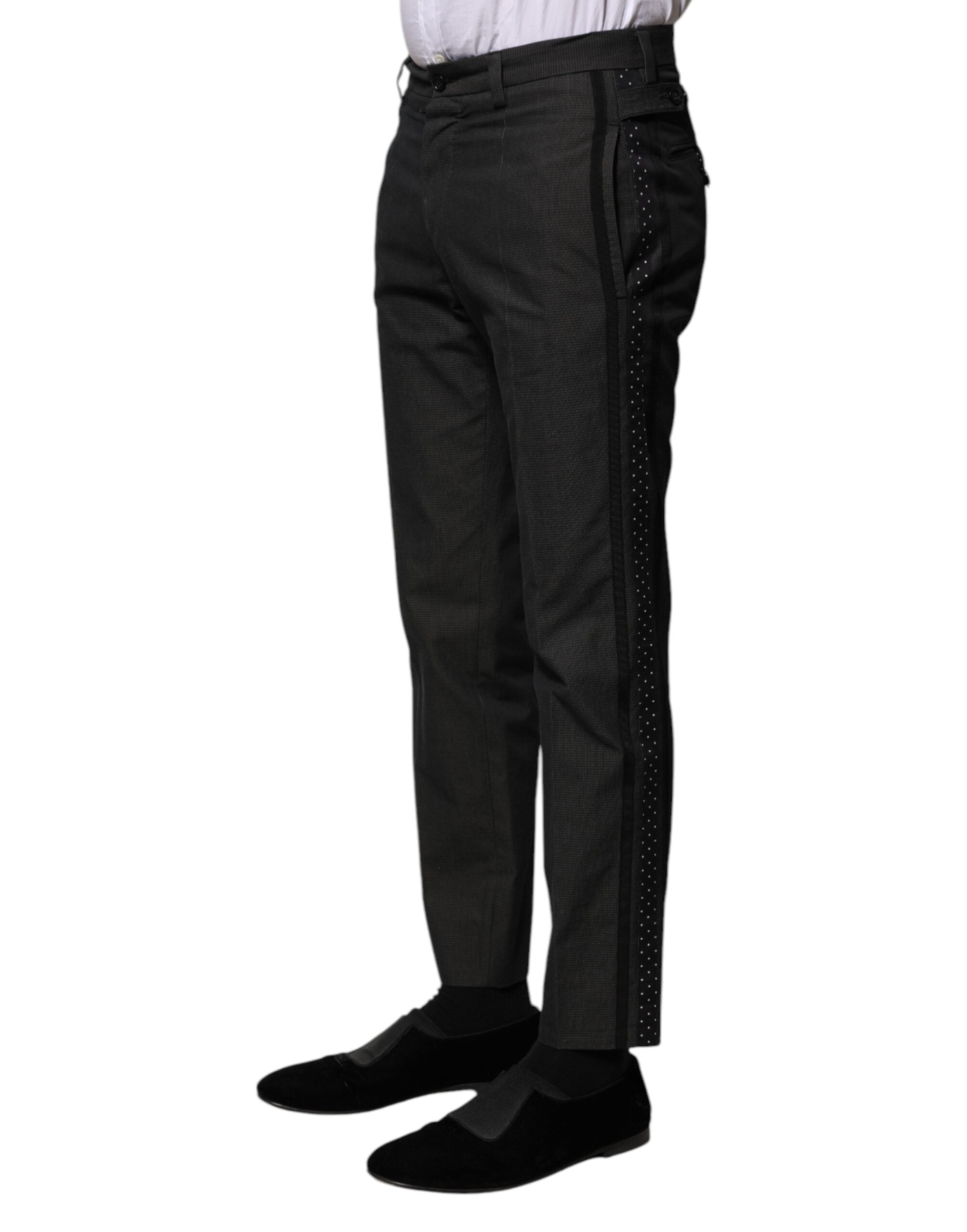 Gray Cotton Patterned Formal Pants - ventzia