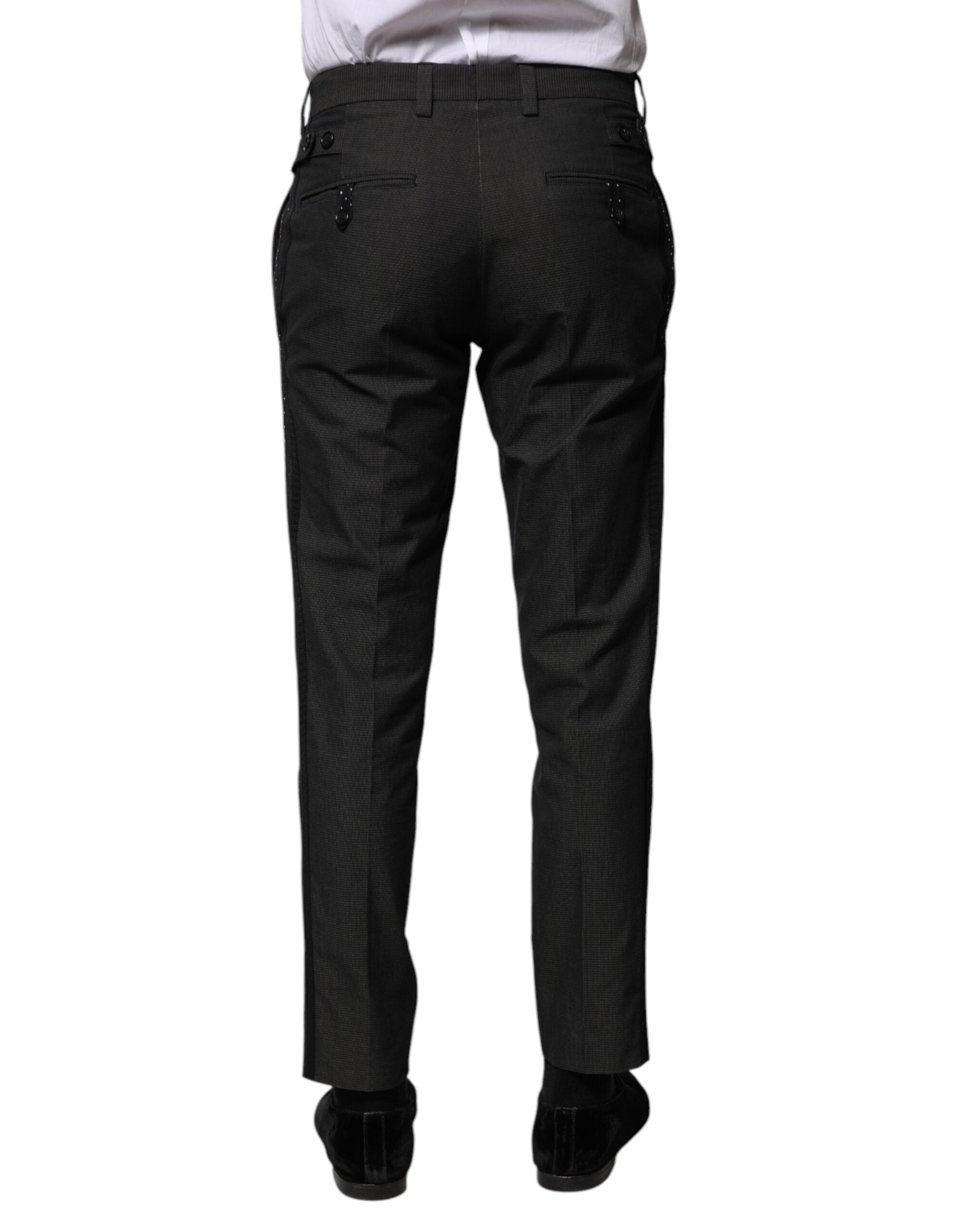Gray Cotton Patterned Formal Pants - ventzia