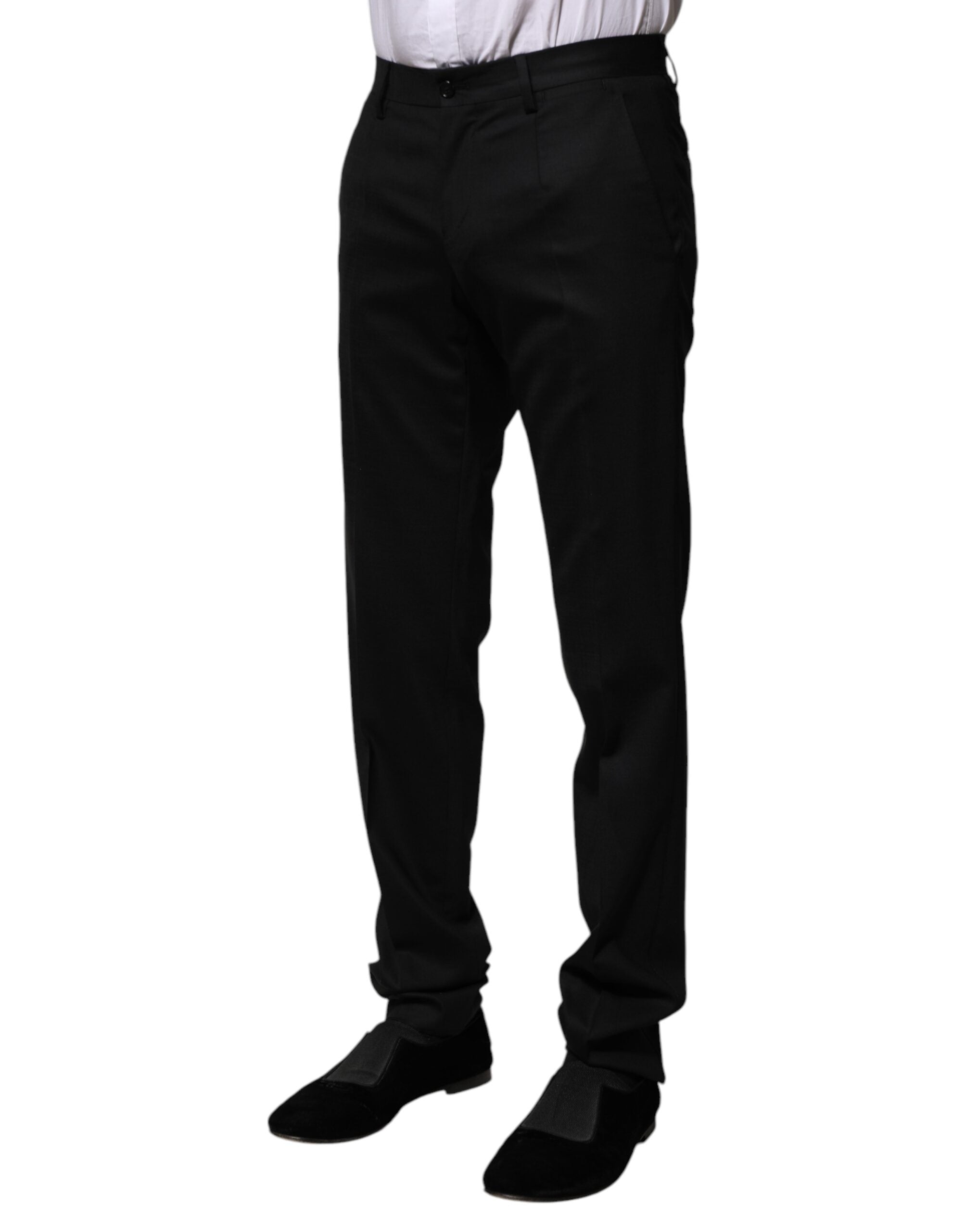 Black Wool Formal Dress Pants - ventzia