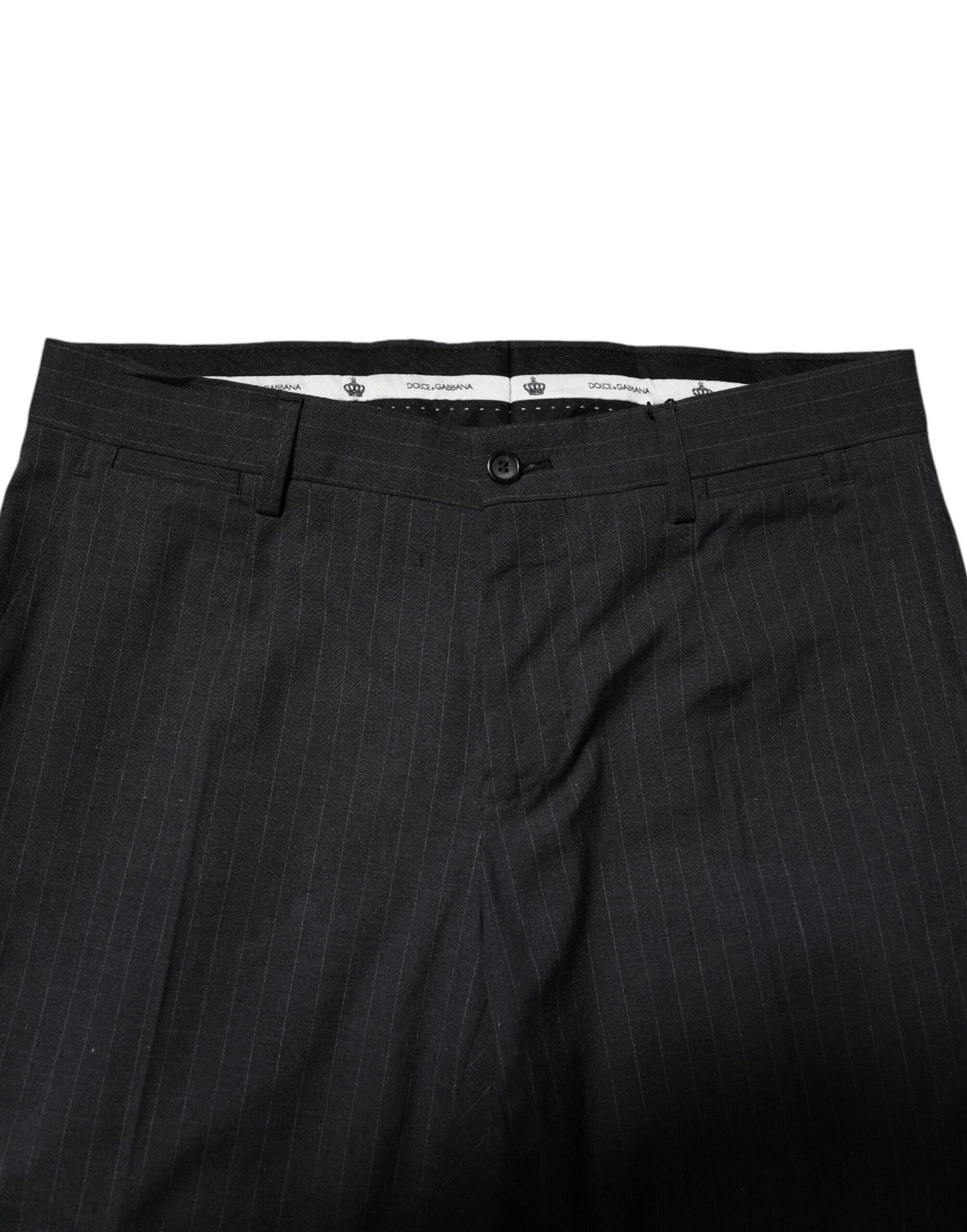 Gray Striped Cotton Formal Pants - ventzia